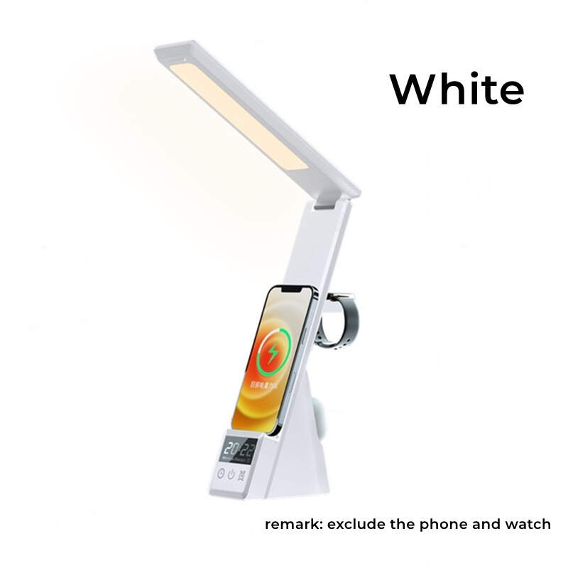 1pc 5-in-1 LED Lighting Table Lamp With Alarm Clock 15W Wireless Fast Charging Station For Mobile Phone Earphone Watch