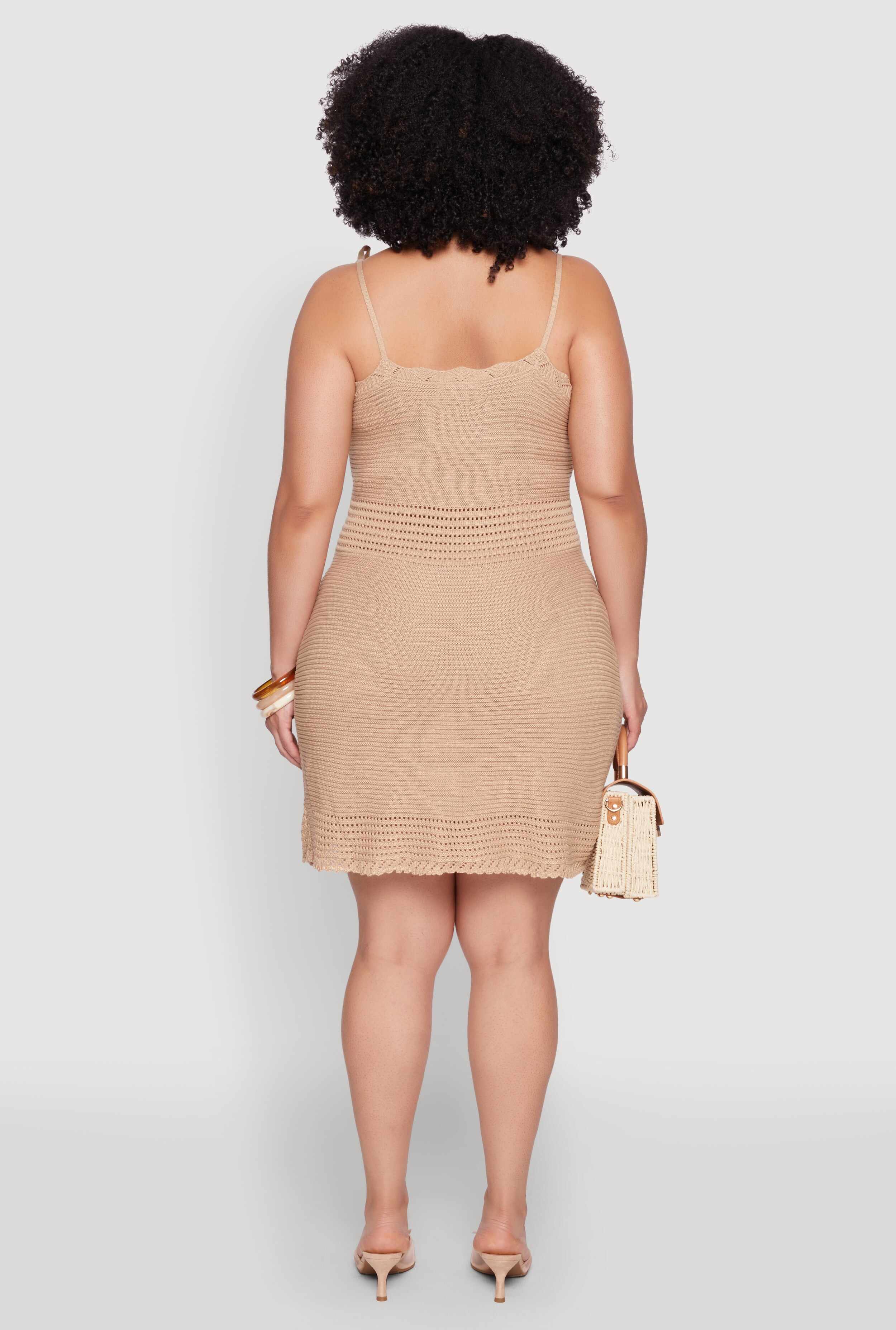 Plus Size Almost Famous Tie Strap Mini Dress