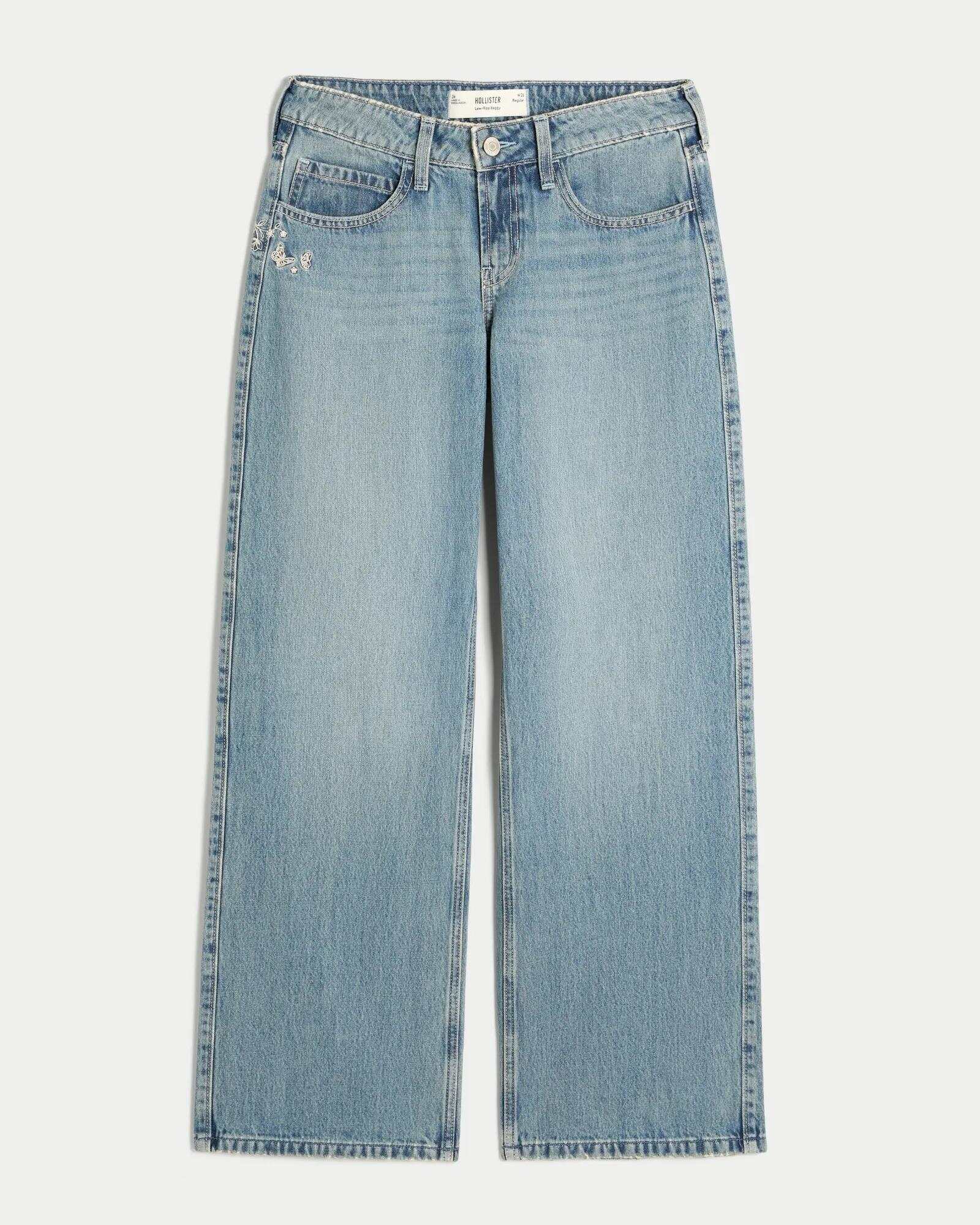 Low-Rise Dark Wash Baggy Jeans