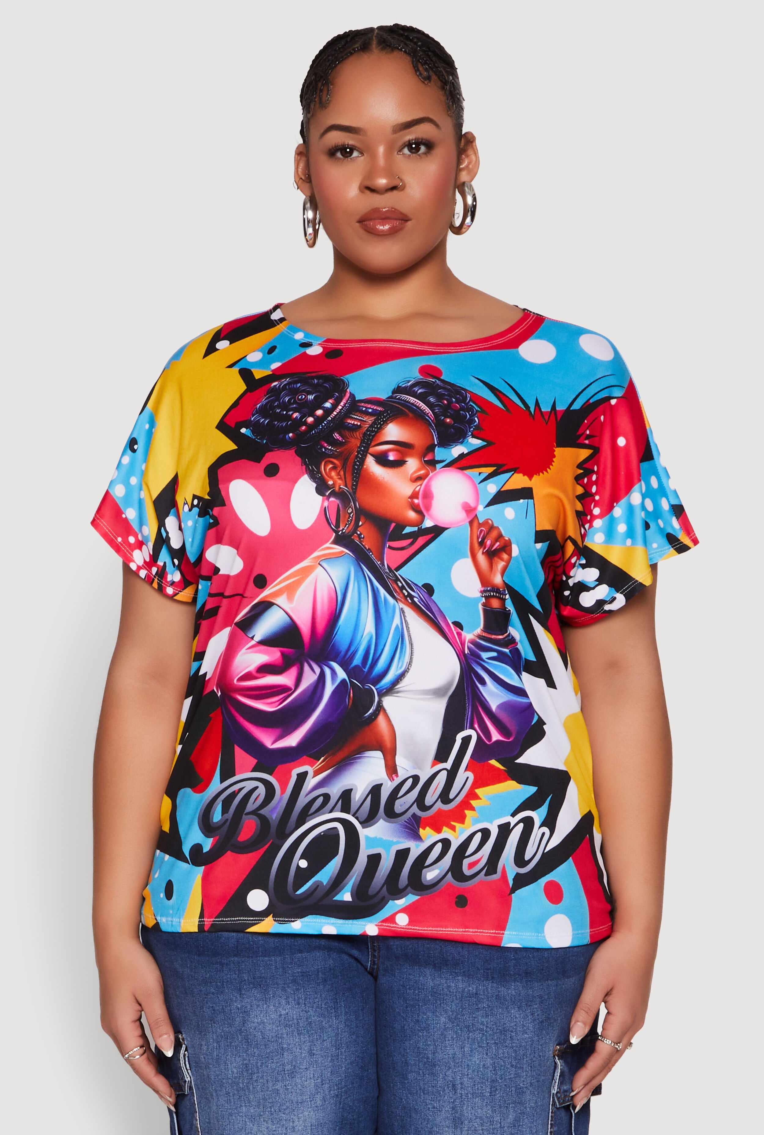 Plus Size Blessed Queen Graphic Tee