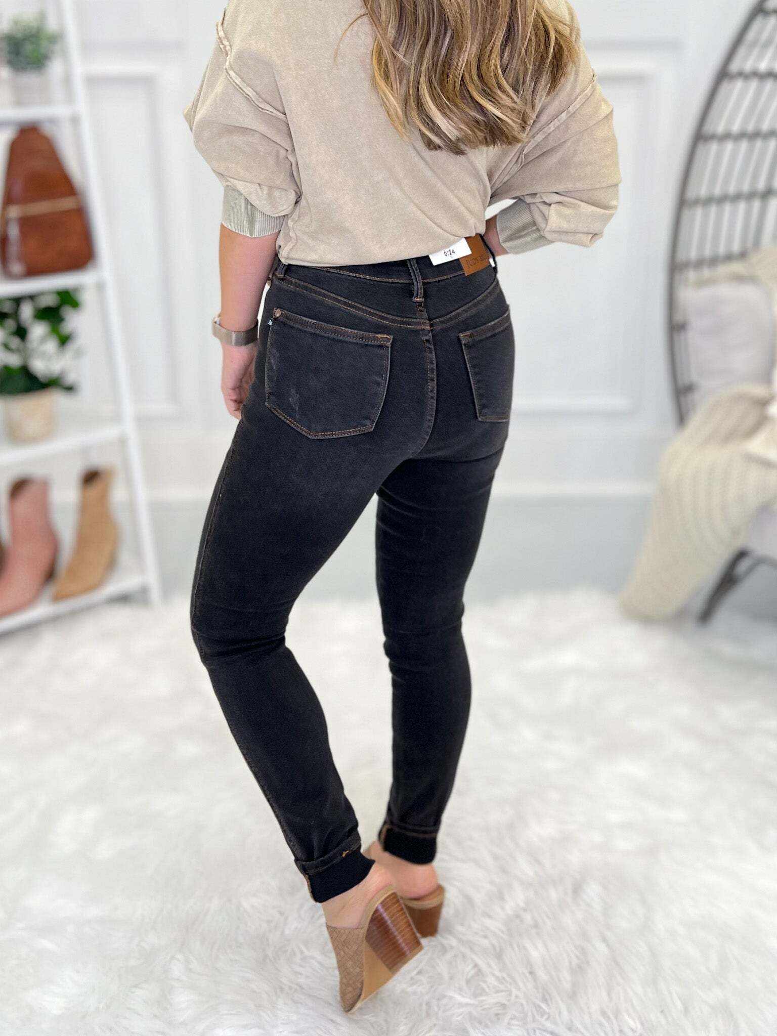 Fact Or Fiction - Christmas Tummy Control Black Washed Skinny Jeans - Final Sale