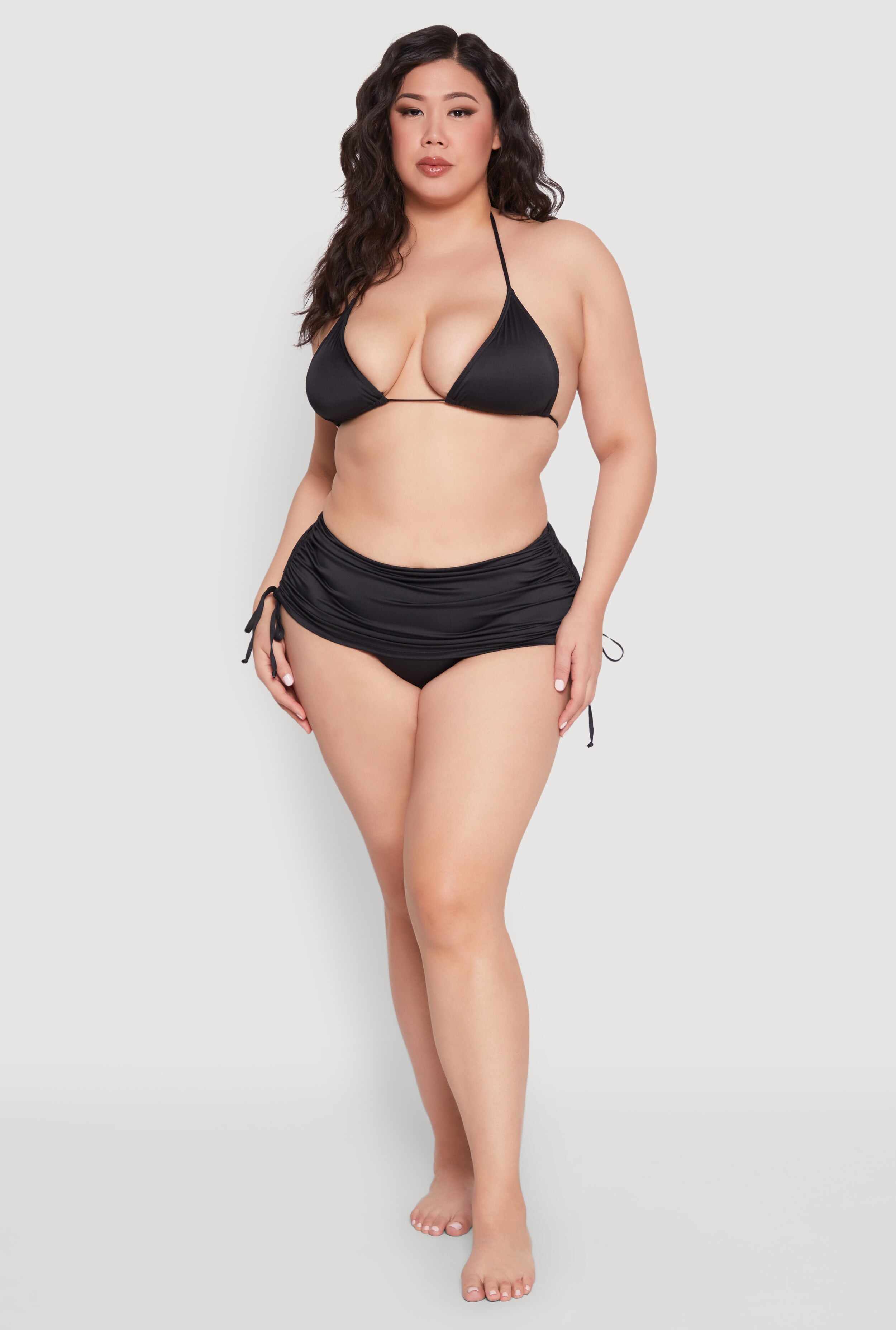 Plus Size Drawstring Ruched Swim Skirt