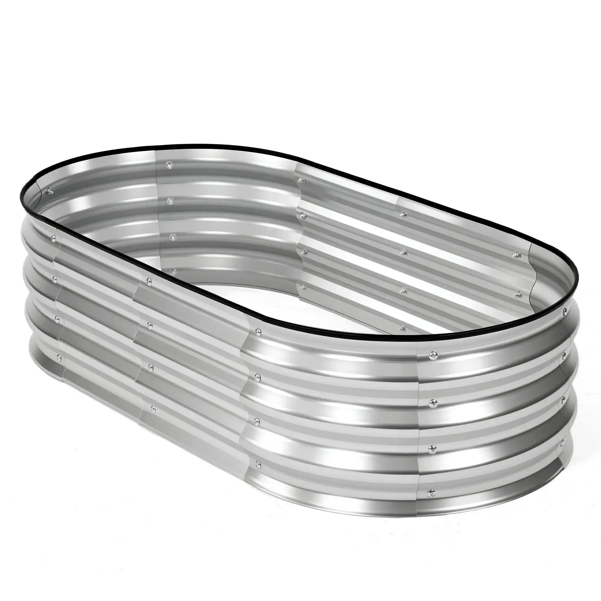 Raised Garden Bed, Outdoor Planter Box with Open Bottom Design, Metal Large Garden Bed for Vegetables, Herbs & Flowers, Rustproof for Backyard & Patio, Silver