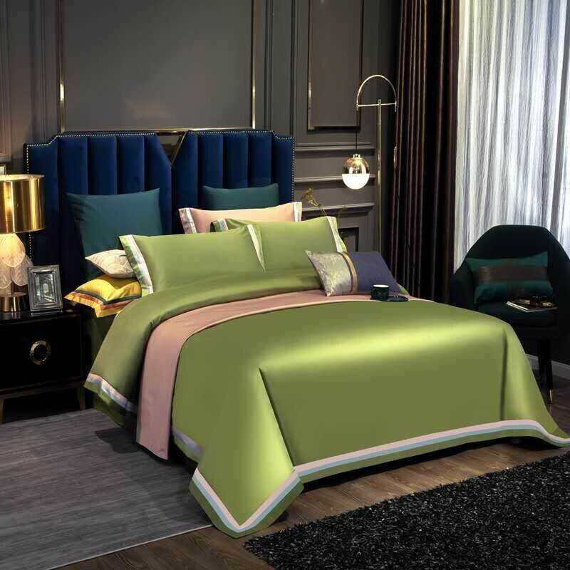 Jadyn Contrasting Double Stripe Border Egyptian Cotton Duvet Cover Set