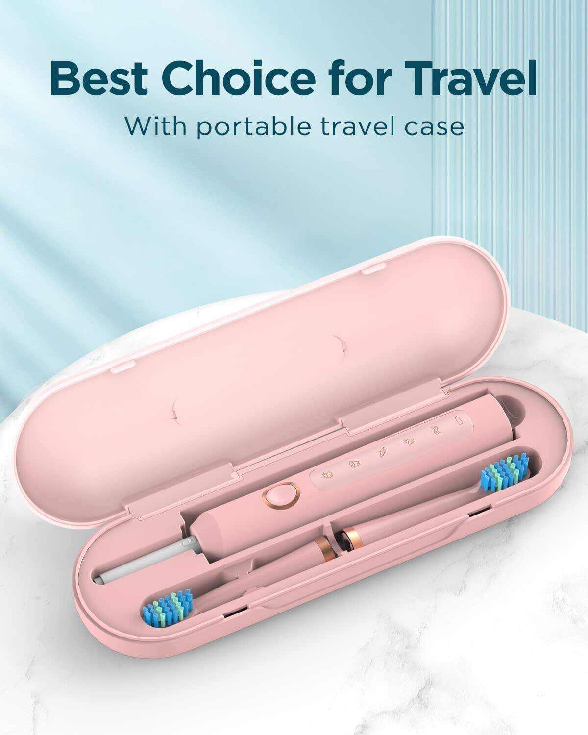 Sonic Electric Toothbrush for Adults - Rechargeable Electric Toothbrushes with 8 Brush Heads, & Travel Case,Teeth Whitening , Power Electric Toothbrush with Holder, Once Charge for 120 Days - H8 Pink