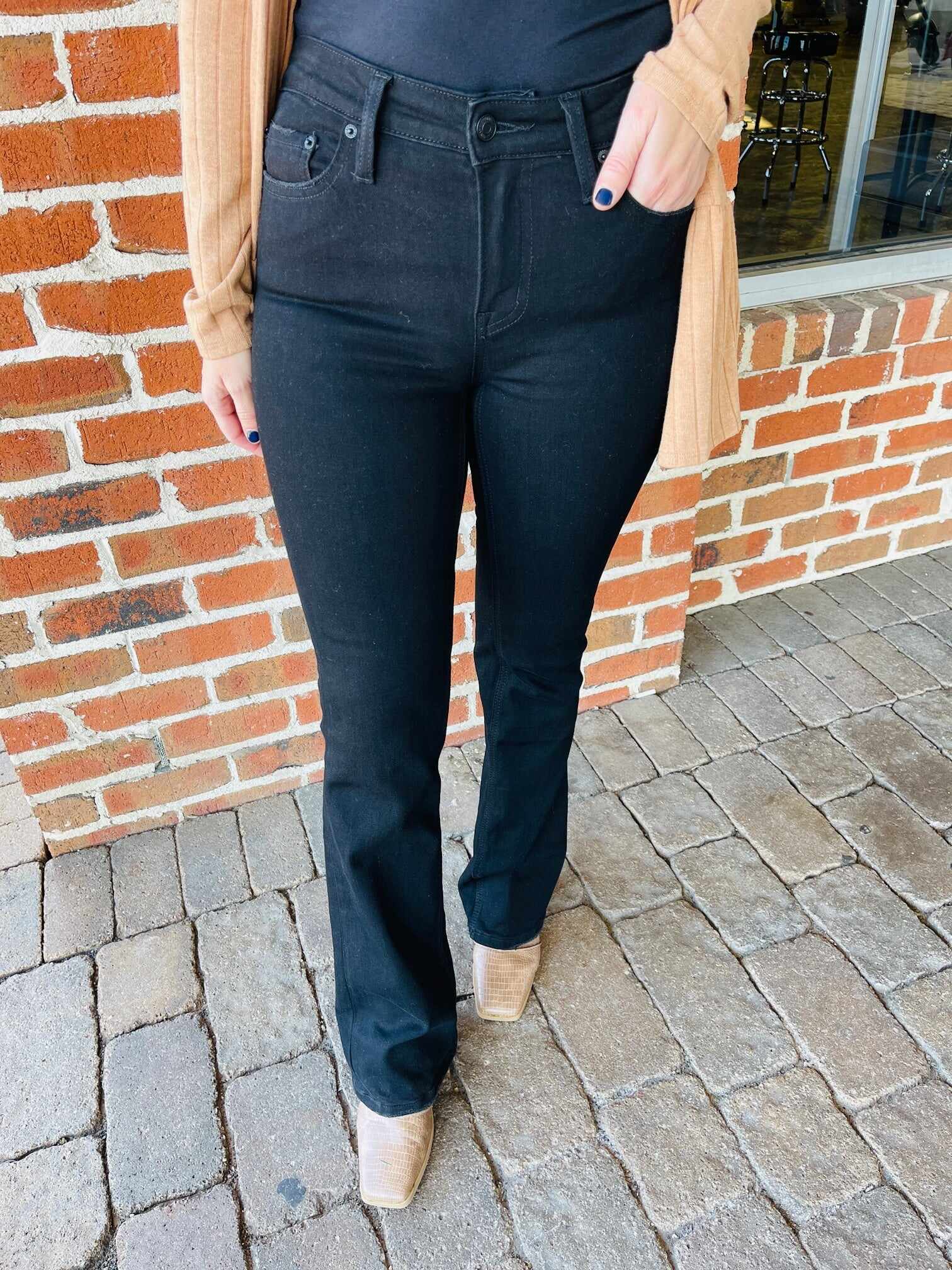 DOORBUSTER PLUS/REG Black To Basic Mid Rise Bootcut Jeans