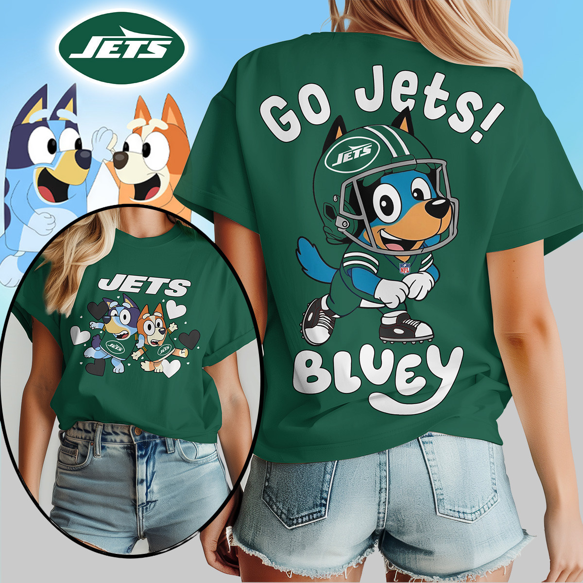 New York Jets | Premium NFL Bluey Women's Shirt TD