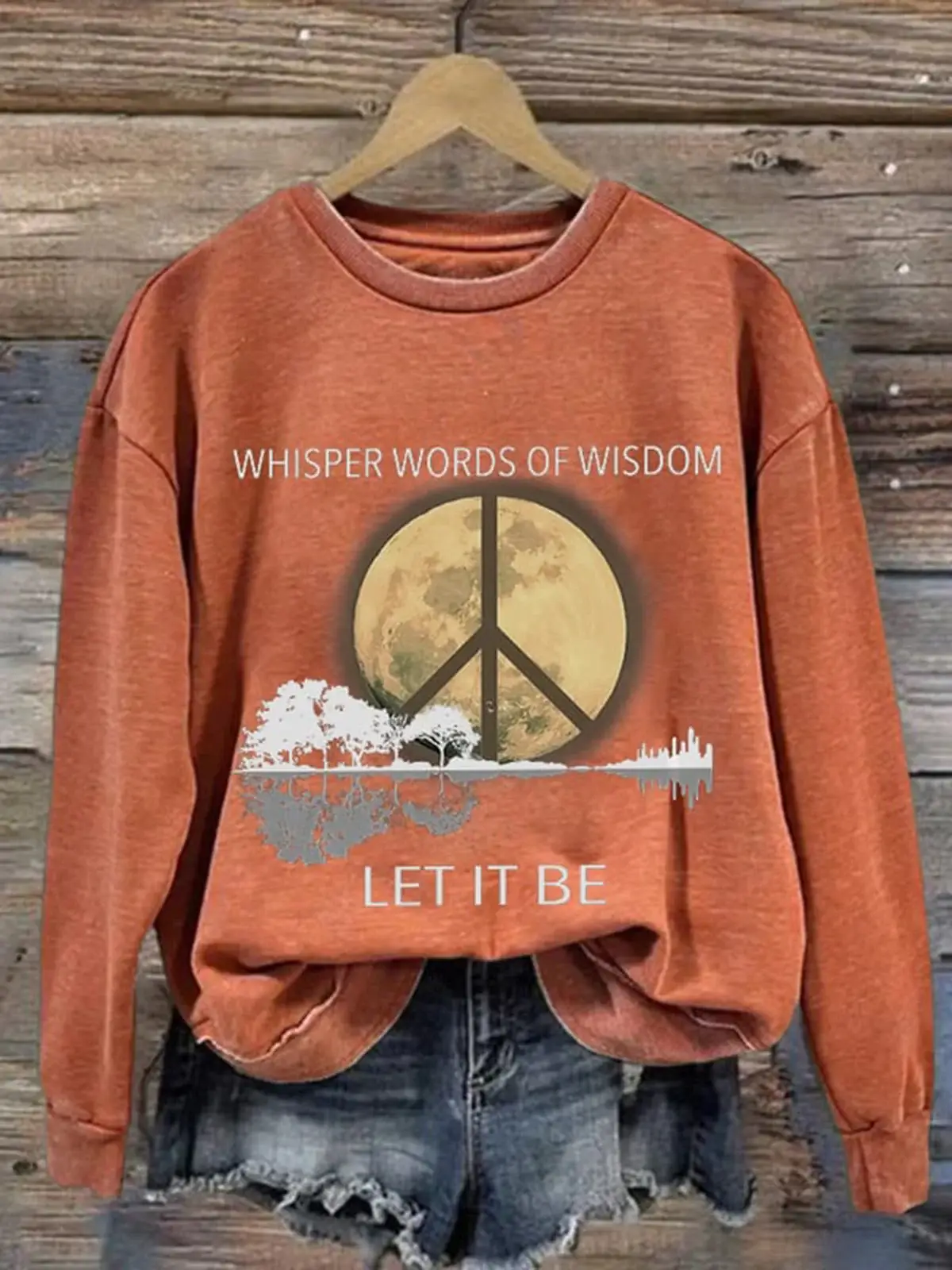 Whisper Words Of Wisdom Let It Be Crew Neck Long Sleeve Sweatshirt