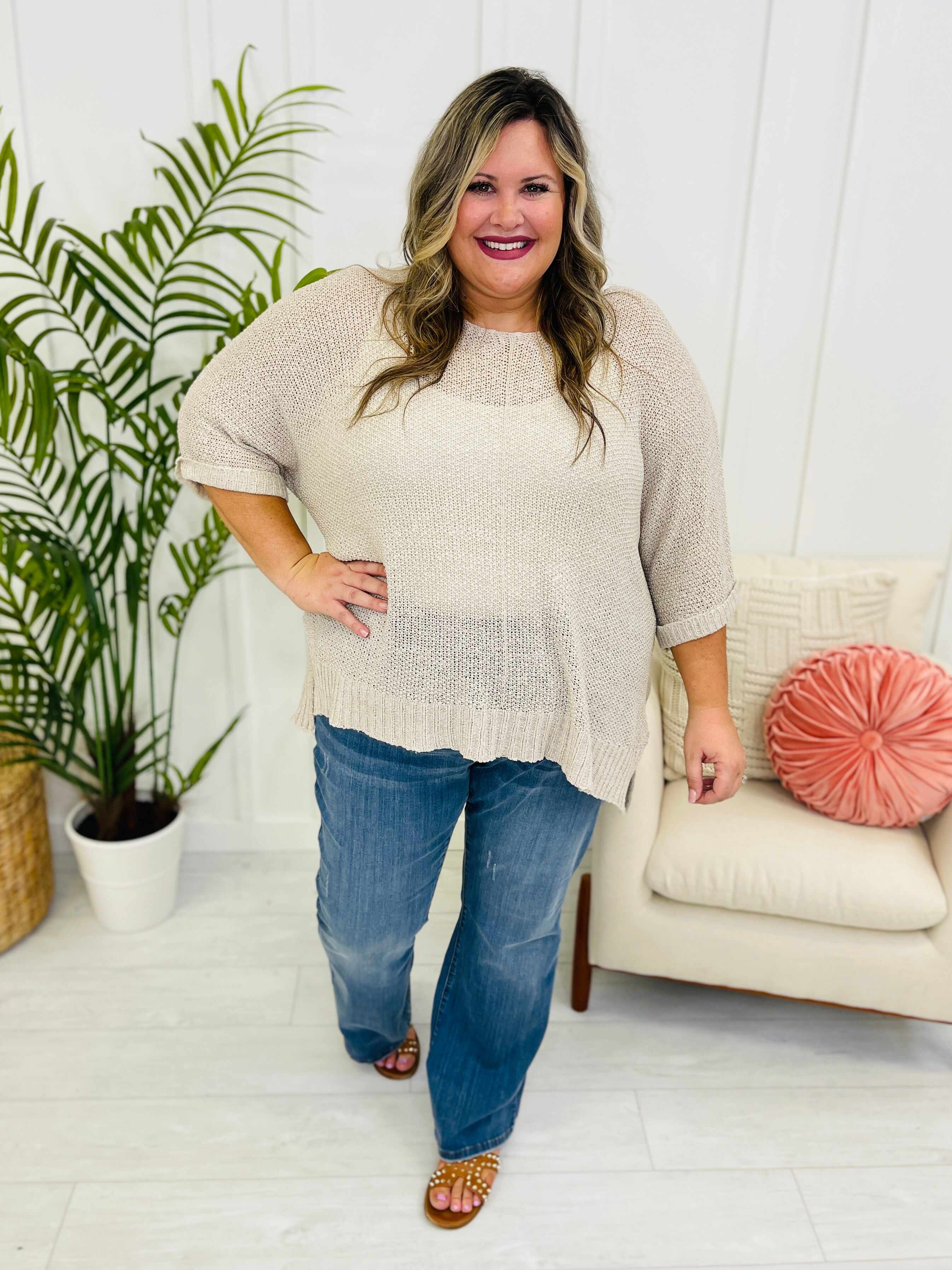 REG/CURVY Elastic Heart Pull On Slim Bootcut Jeans