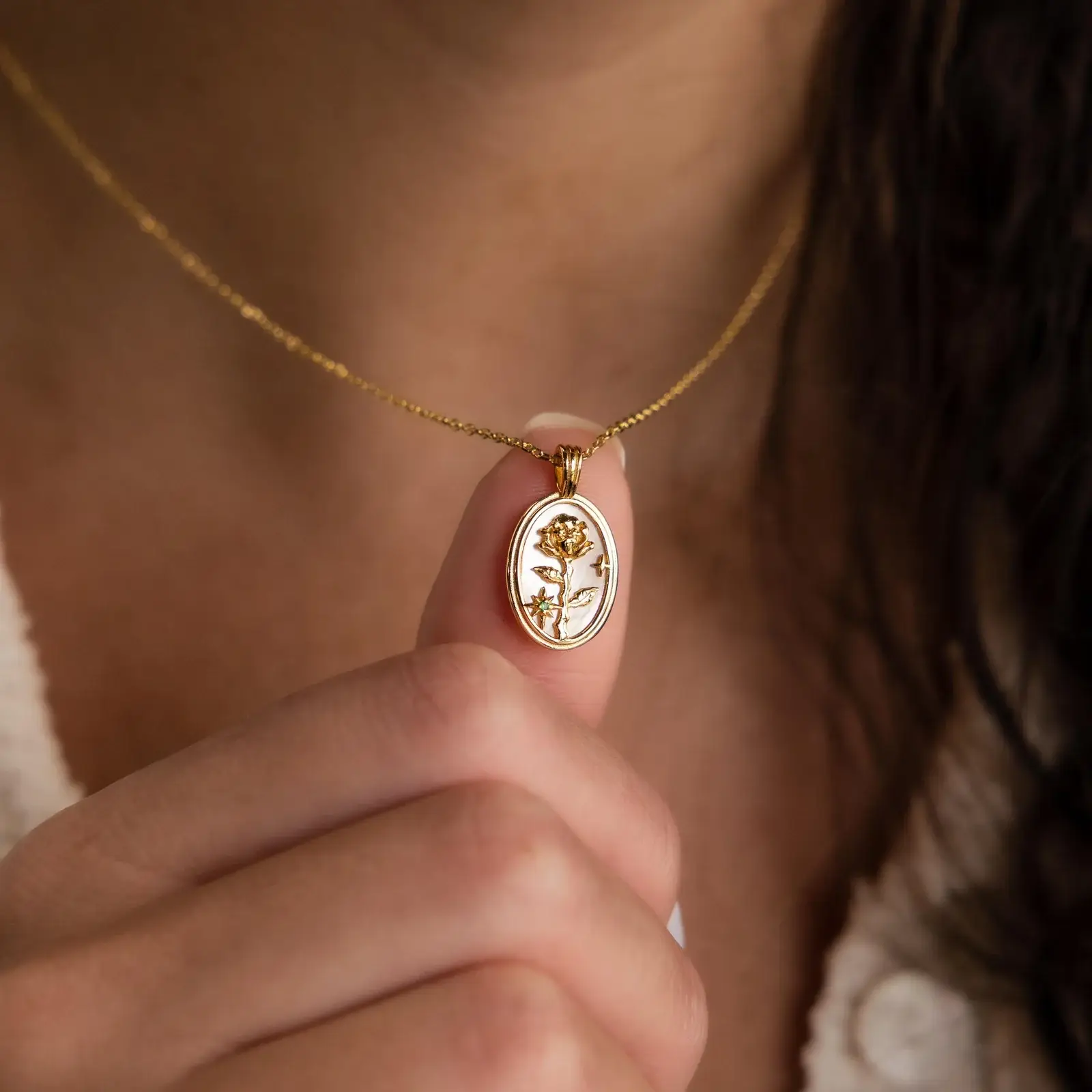 Pearl Flower Birthstone Necklace