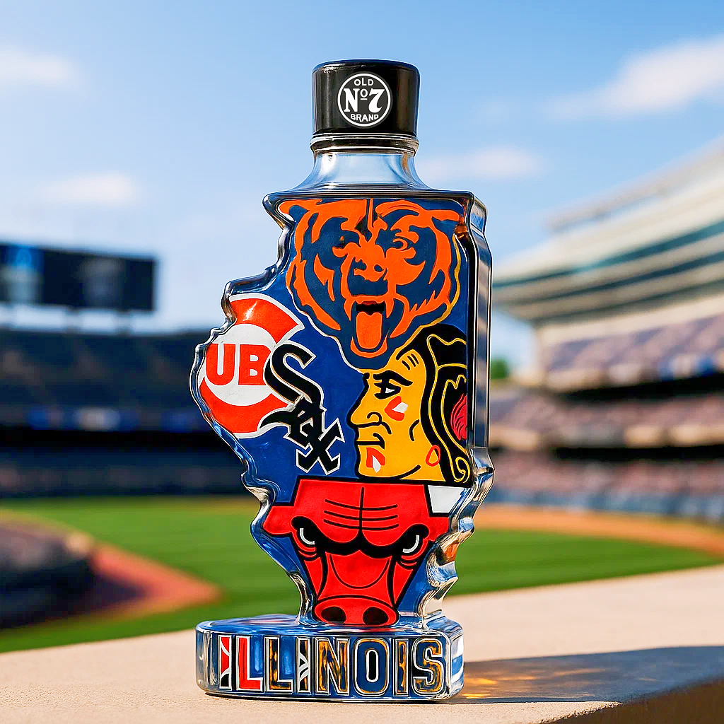 Illinois Five Teams Whiskey Bottle