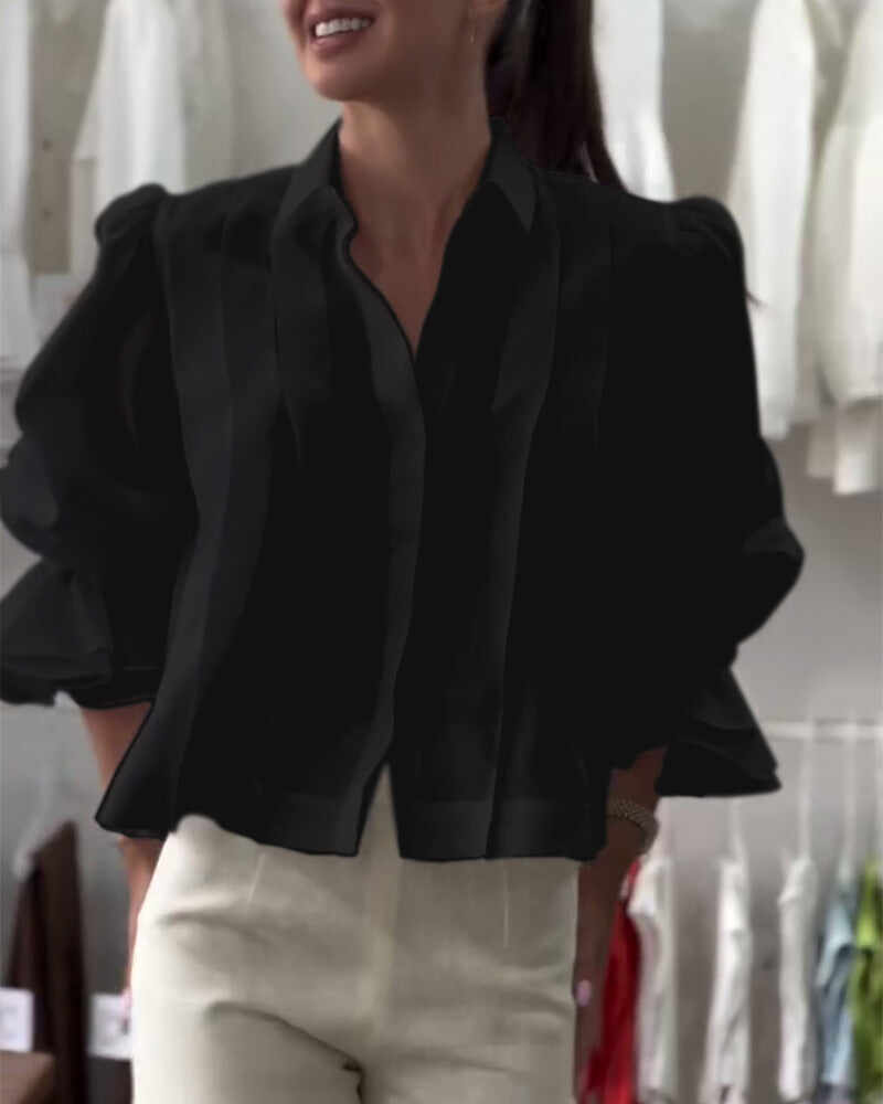 Aumora Puff Sleeve Ruffle Shirt