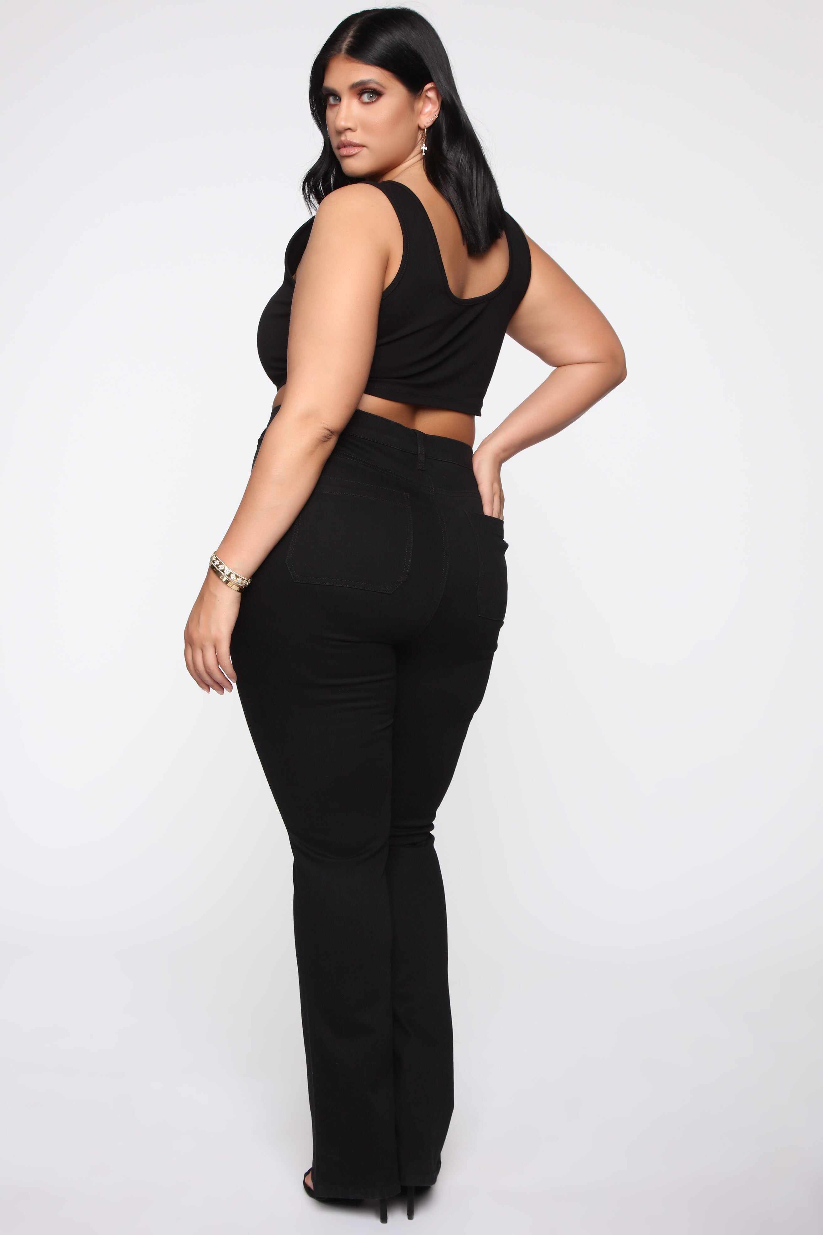 Katt Flare Button Jeans - Black