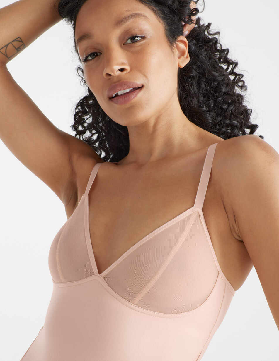 Mesh Deep V Bodysuit (Sheer Cups)