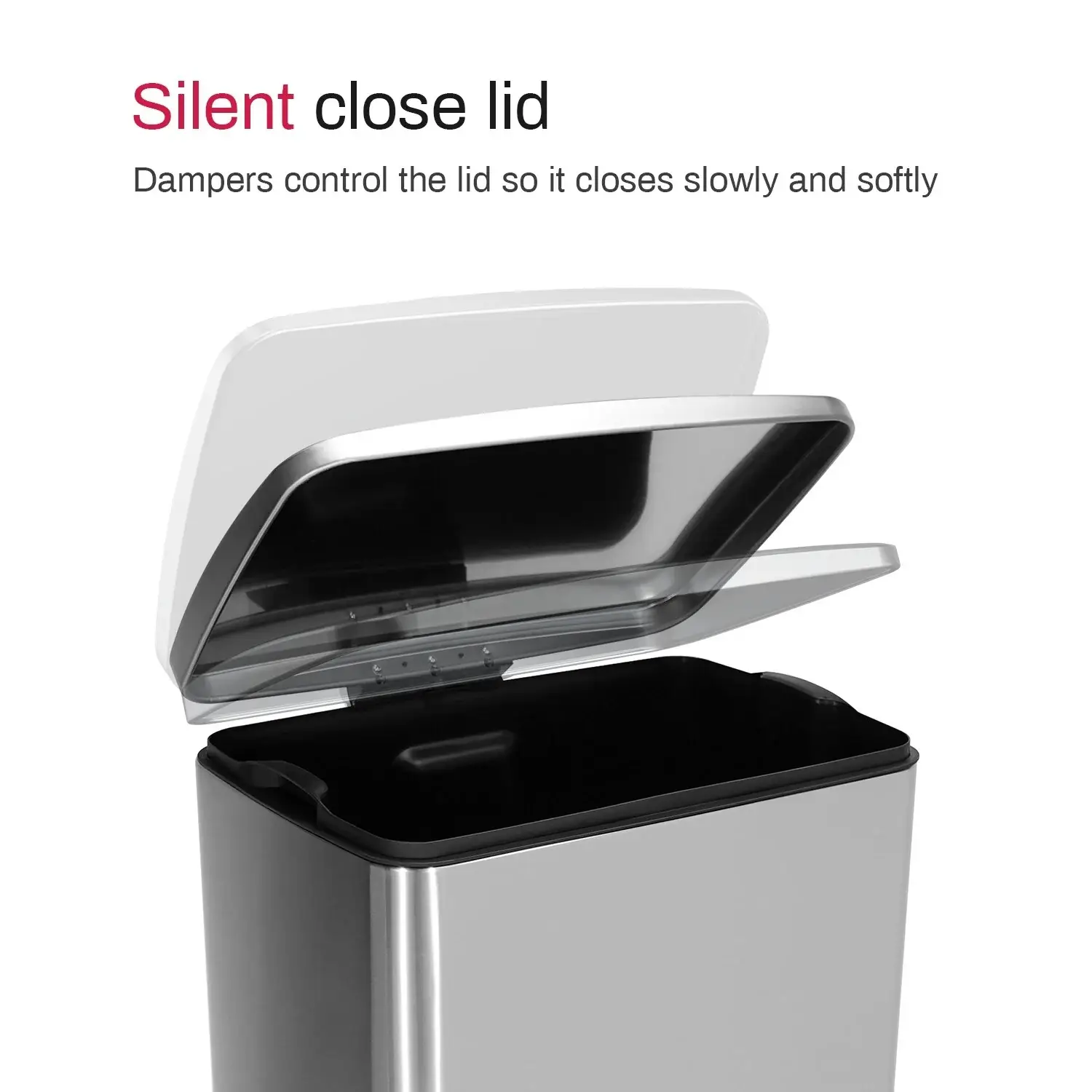 Innovaze 13 Gal./50 Liter Rectangular Stainless Steel Step-on Trash Can for Kitchen