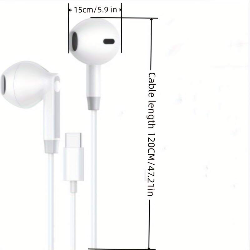 TYPE-C earphone USB C Headphone for iPhone 15/iPhone 15 Pro Max Samsung Ultra FE HiFi Stereo Type C Earphone with Microphone type-c wired earphone USBC Wired Earbuds for iPad 10 Google Pixel 6a 7a 8 7 6 5 One Plus