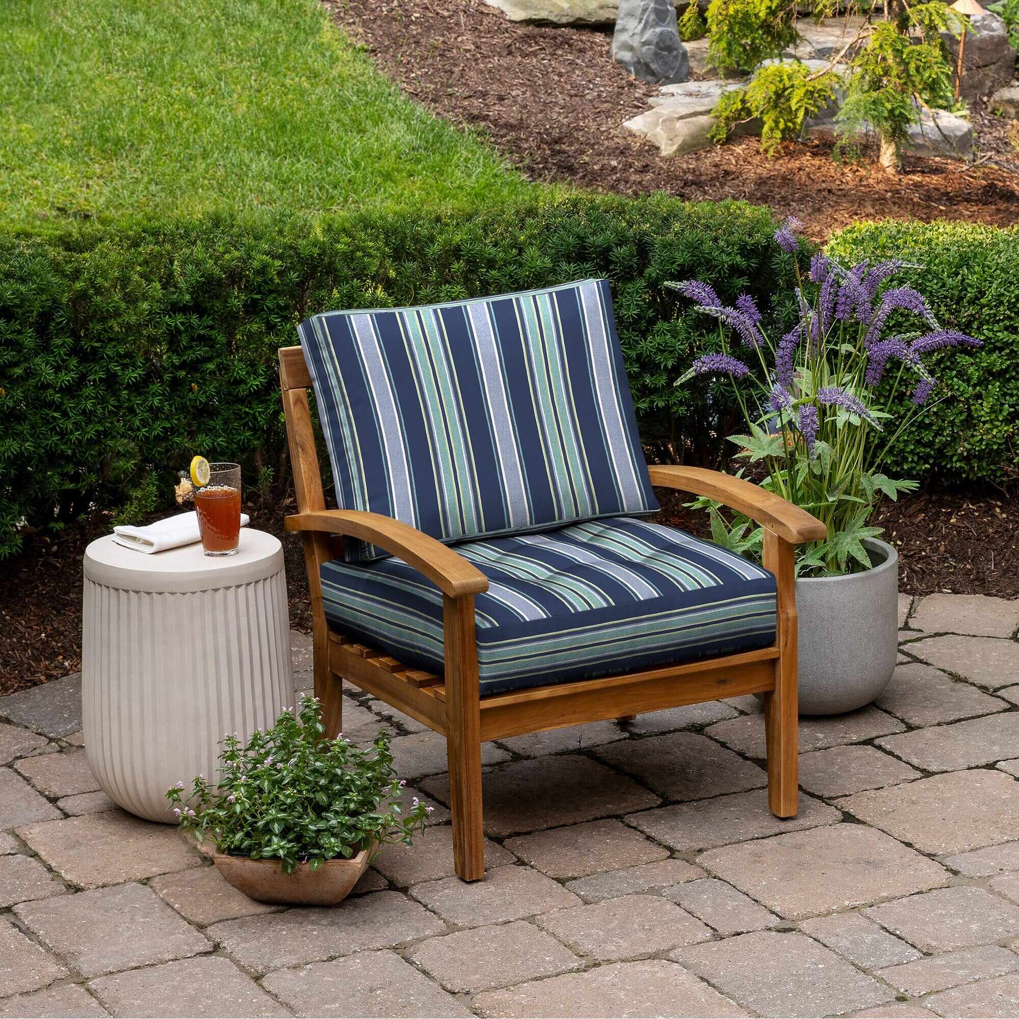 ARDEN Outdoor Plush Modern Tufted Blowfill Deep Seat Set, 24 x 24