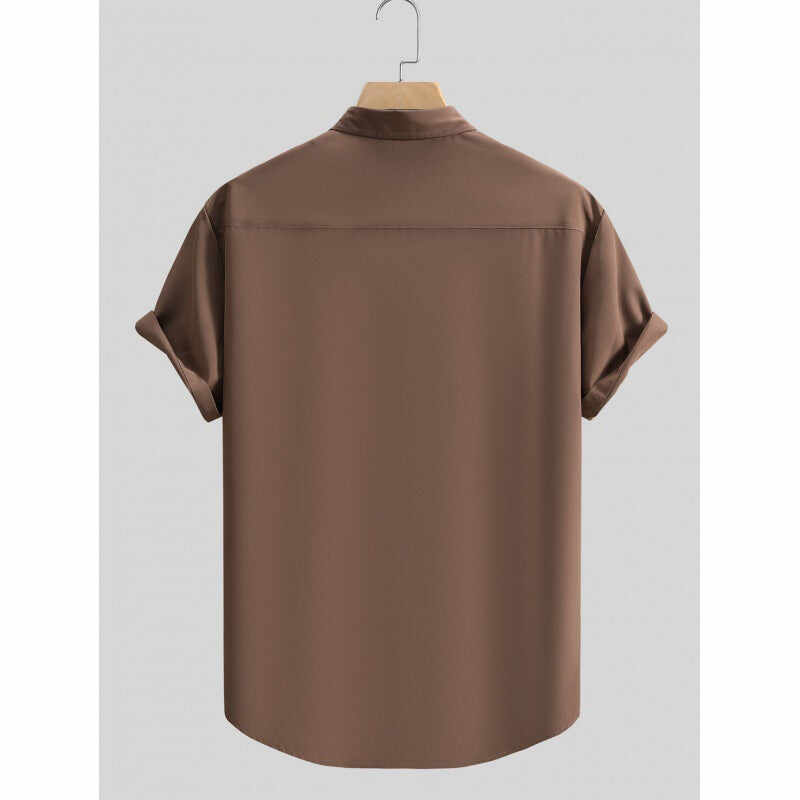 Men's Short-sleeved Shirt Solid Color Summer