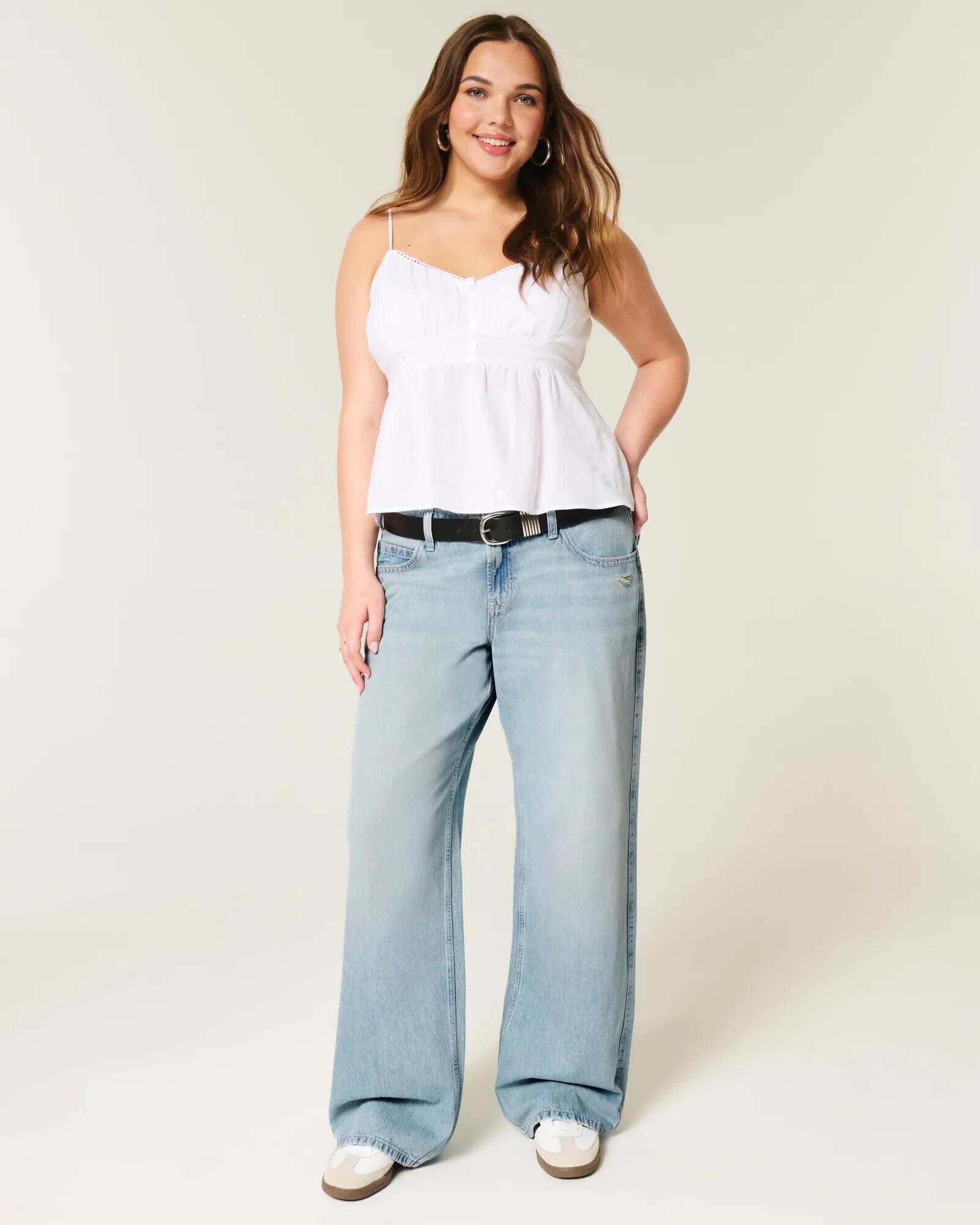 Low-Rise Dark Wash Baggy Jeans