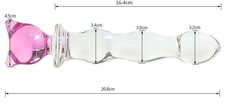 Cute Pink Smooth Crystal Glass Anal Plug Vaginal Anal Beads Dildos Plug Massage Masturbation Adult Sex Toys For WomenMen