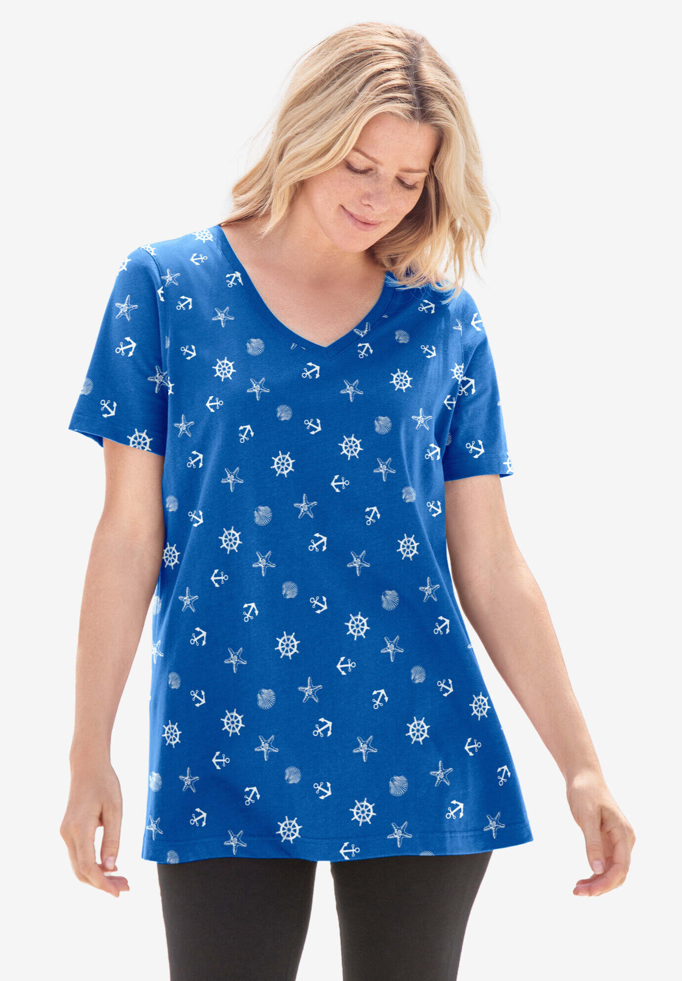 Perfect Printed Short-Sleeve V-Neck Tee