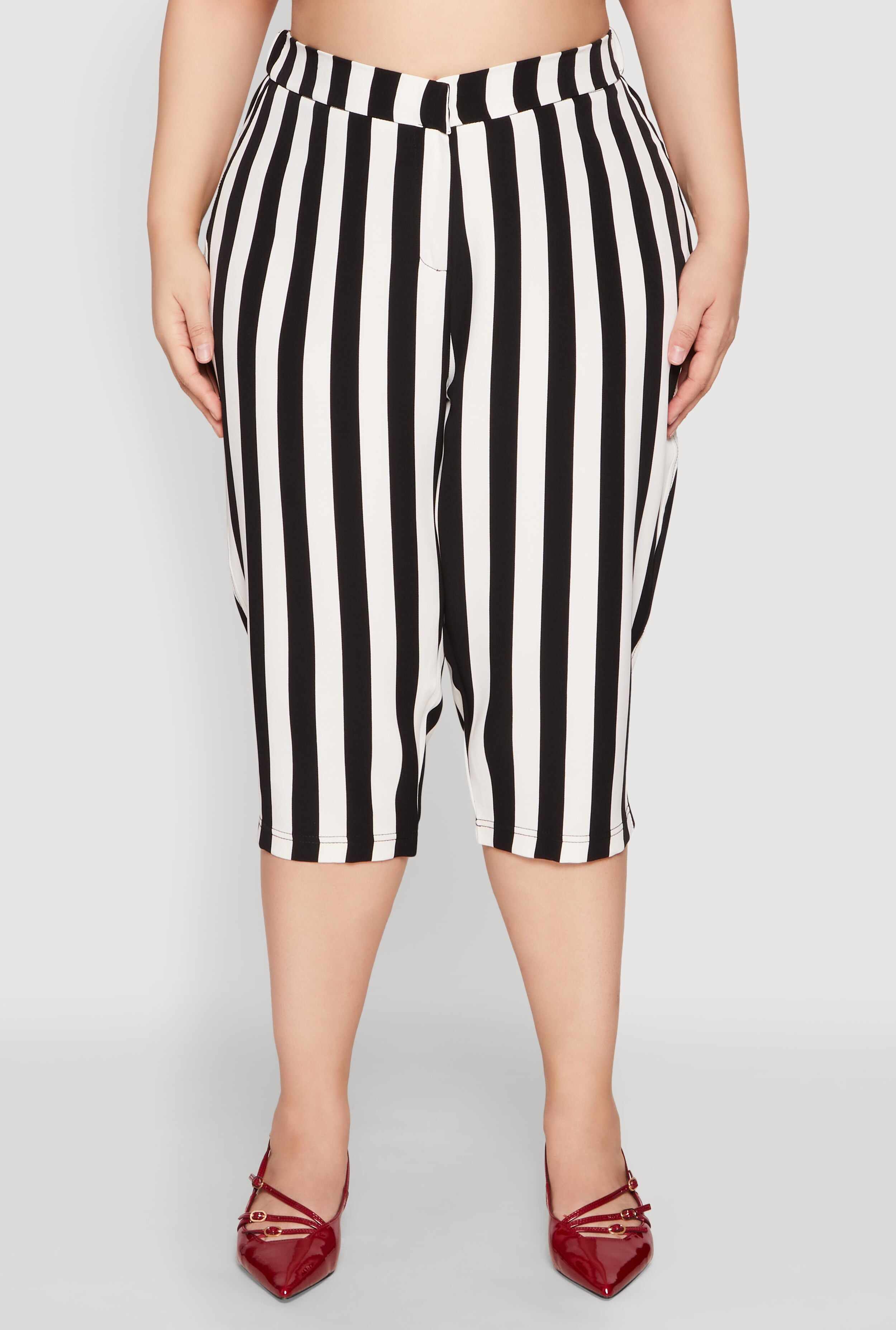 Plus Size Striped Dress Capri Pants