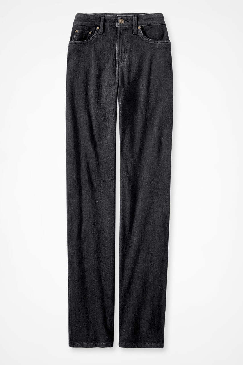 Knit Denim High Rise Straight-Leg Jeans