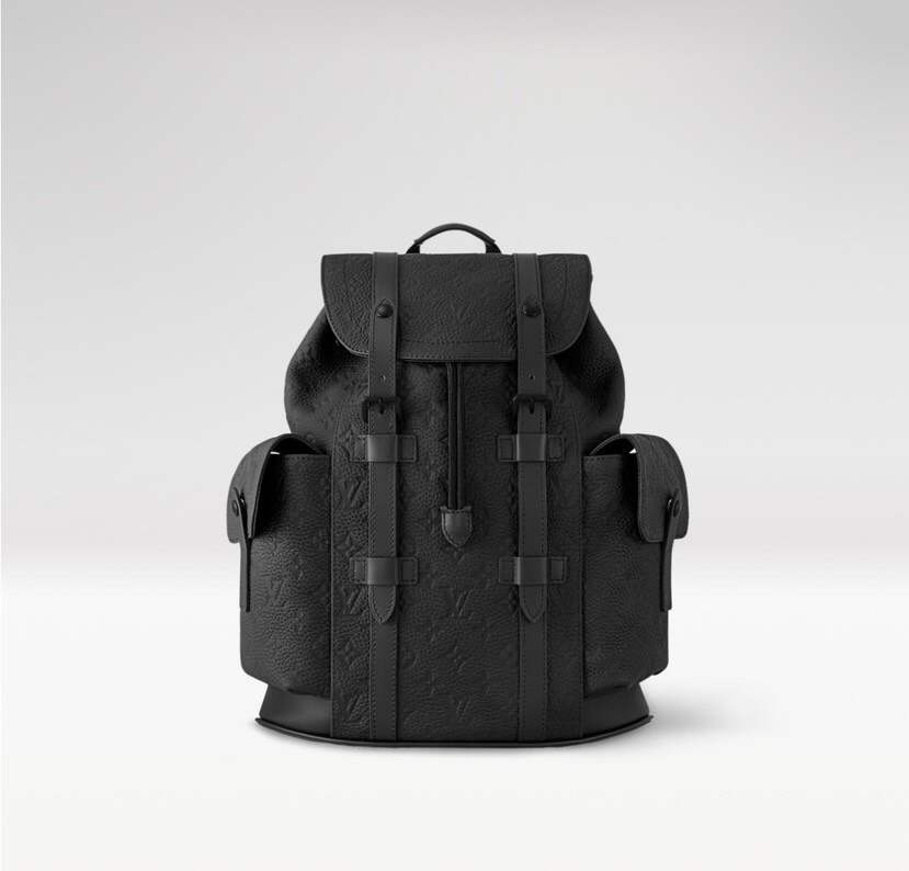 Heritage-Inspired Emblem-Print Leather Backpack – Compact Design with Side Pockets & Padded Tablet Compartment
