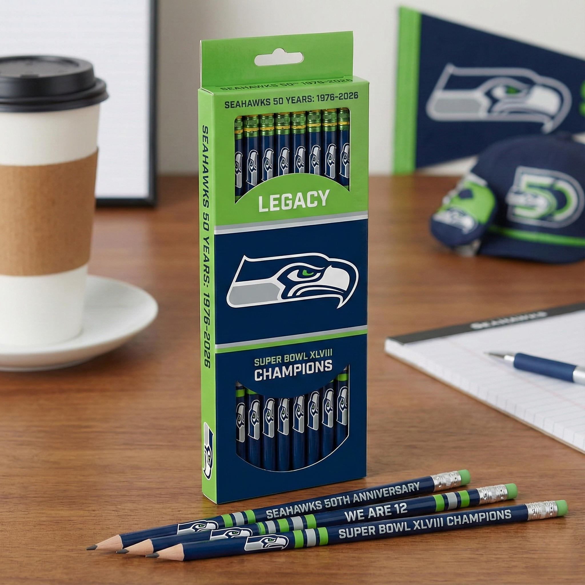 Seahawks 50th Anniversary Ticonderoga Wood-Cased Pencils