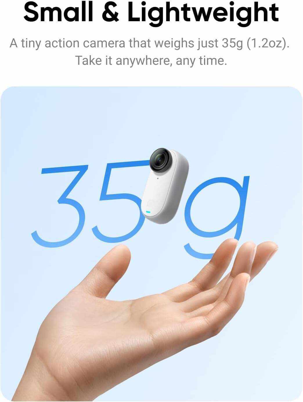 INSTA360 GO 3 (128GB) – Small & Lightweight Action Camera, Portable and Versatile, Hands-Free POV, Mount Anywhere, Stabilization, Multifunctional Action Pod, Waterproof, for Travel, Sports, Vlog