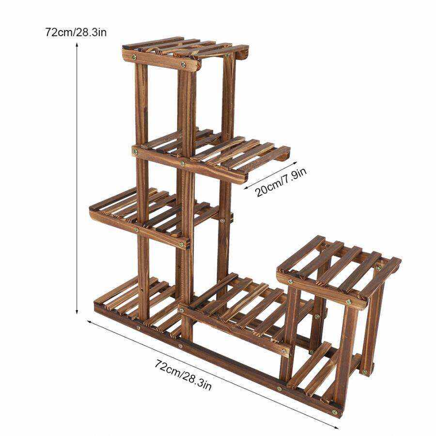 Tiered Modern Plant Stand for and Indoor | 5-Tier Solid Wood Stand Display Shelf