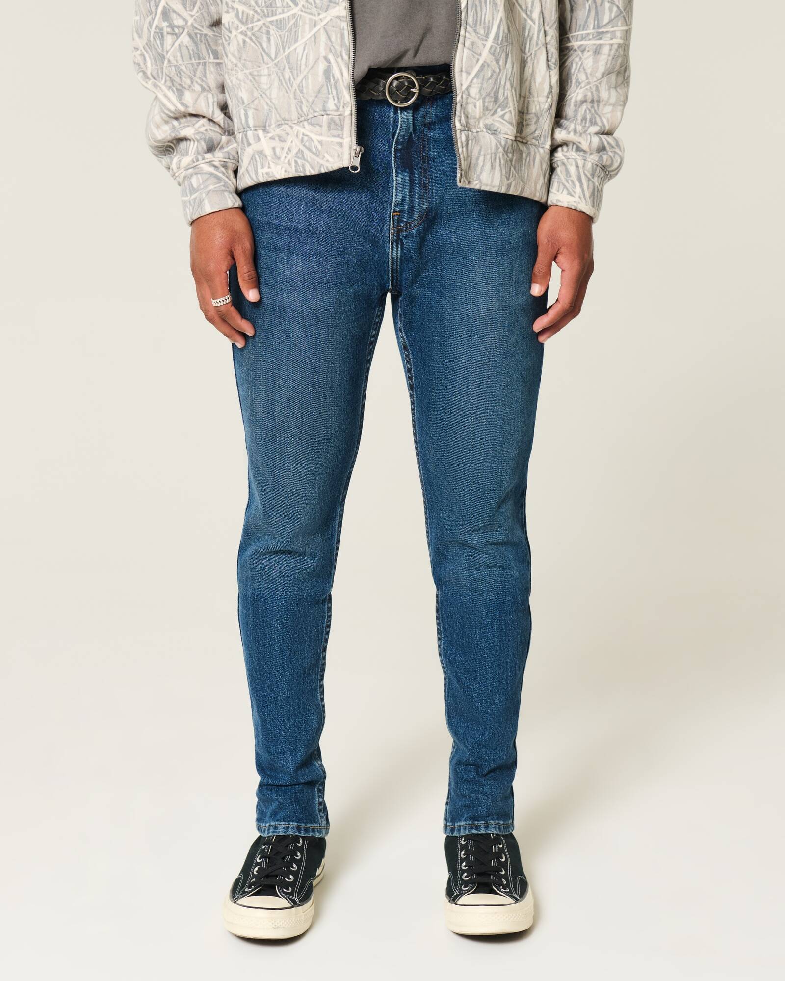 Washed Black Athletic Skinny Jeans