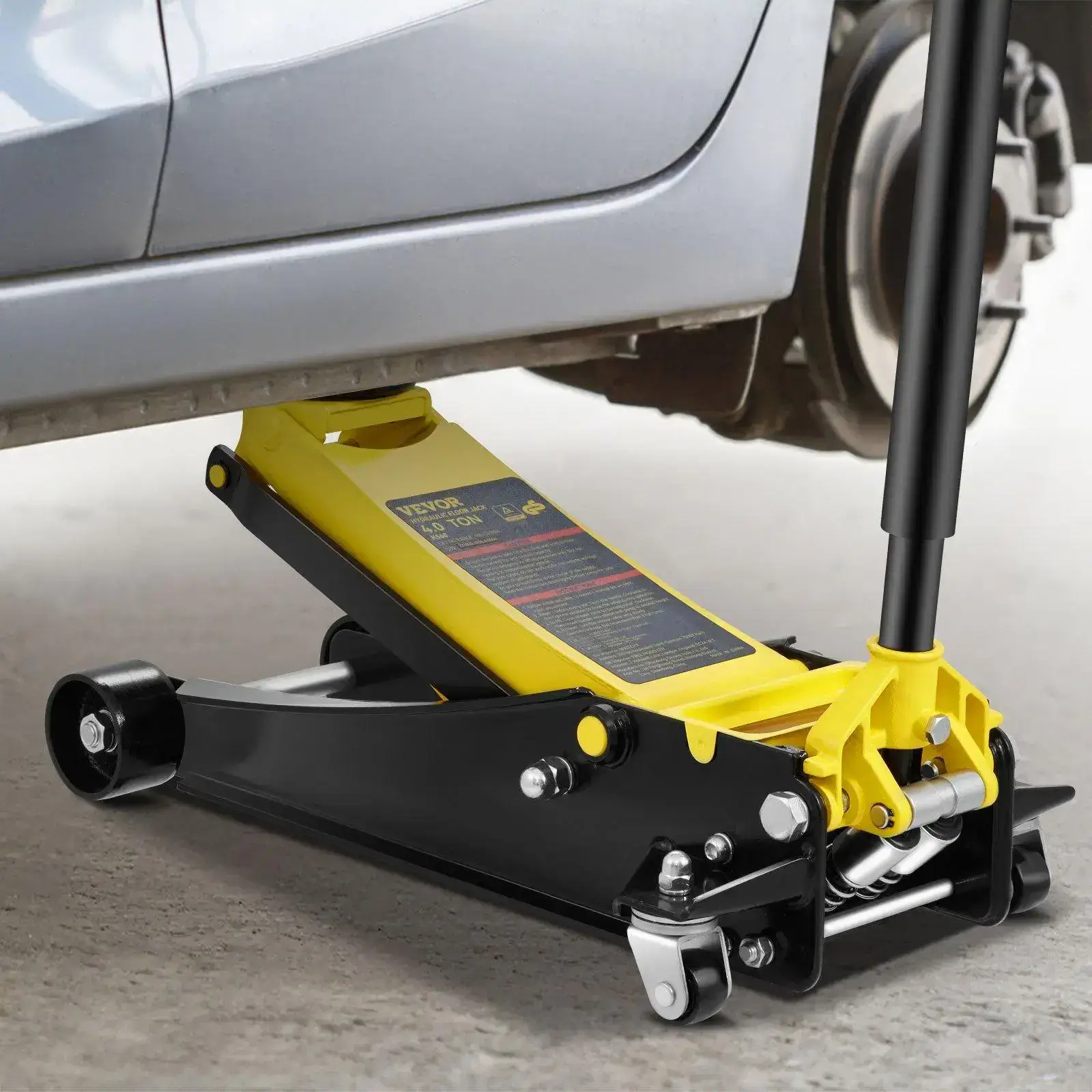 Low Profile Floor Jack 4 Ton Heavy Duty Steel Dual Piston Rapid Pump Portable Car Wheel