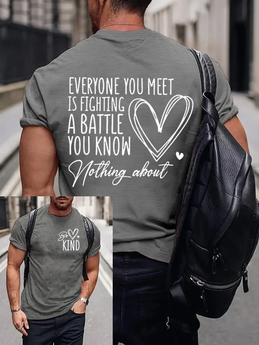 Men's Be Kind Art Print Casual T-Shirt