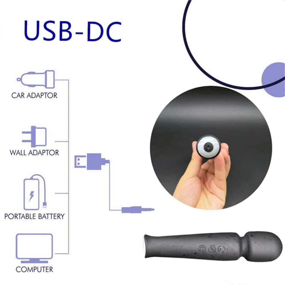 Rechargeable Silicone Wand Massager with 20 Patterns & 8 Speeds