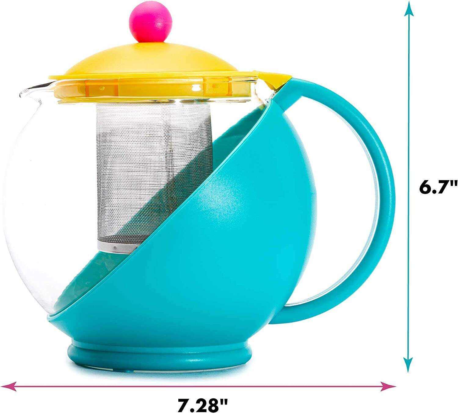 Primula Half Moon Teapot Set with 4 Tea Cups, Removable Stainless Steel Filter and Infuser, Glass Tea Maker, Filter, Dishwasher Safe, 40-Ounce, Tea Gift Set, Tea Set for Service of 4 Adults