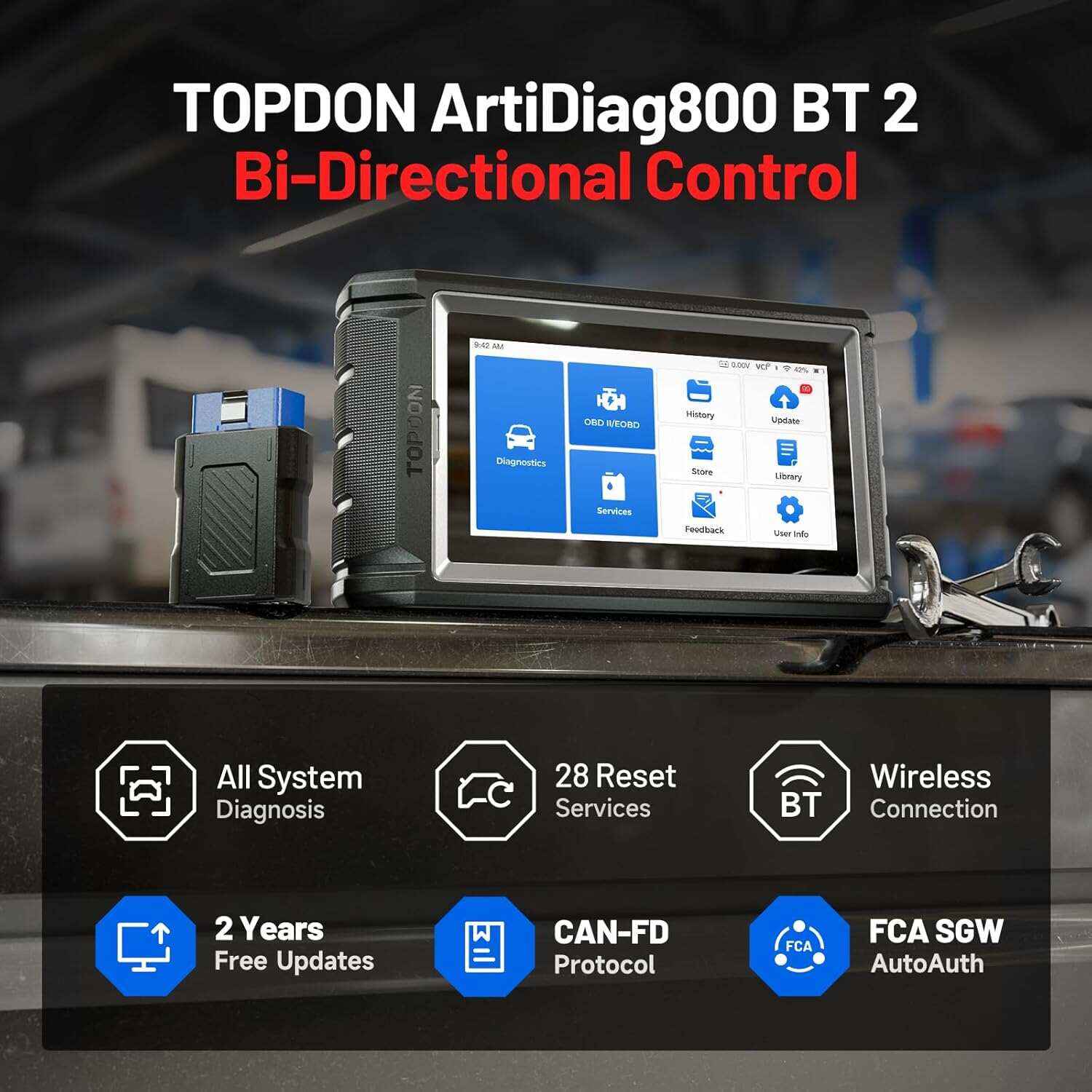 Bidirectional OBD2 Diagnostic Scanner, All System Automotive Scan Tool with Active Test & Reset Functions