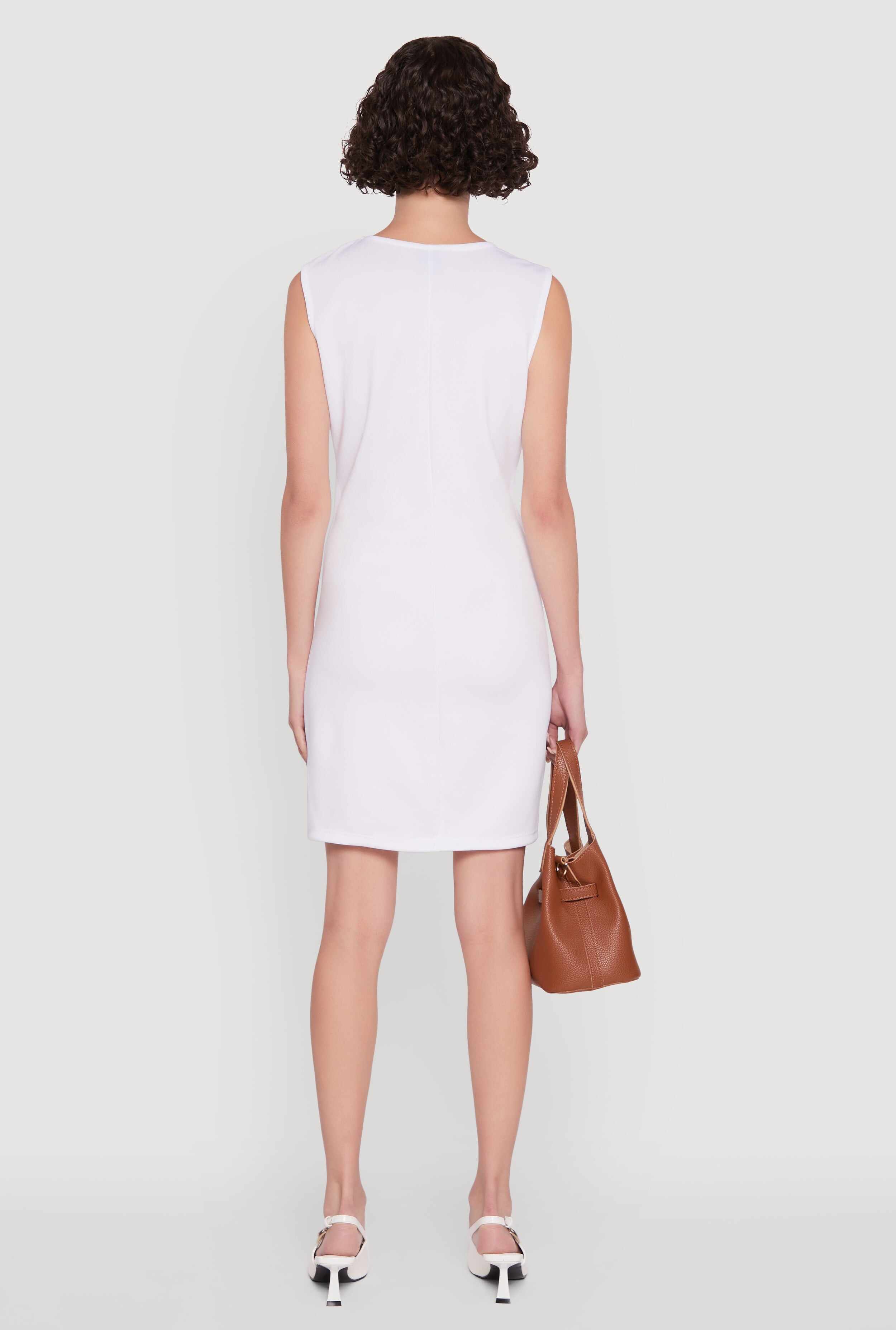Metallic Rose Detail Mini Sheath Dress