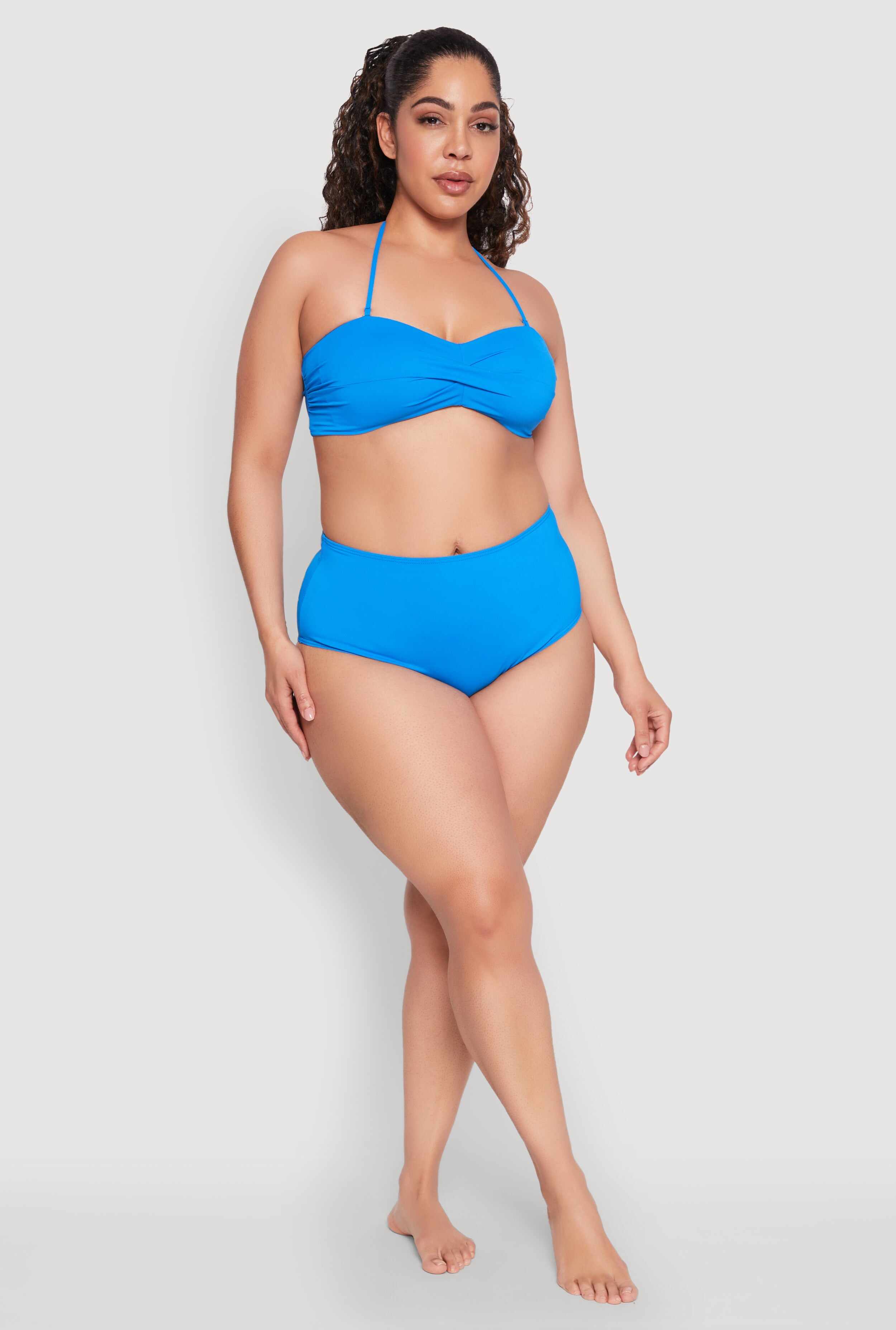 Plus Size Twist Front Swim Bandeau Bikini Top