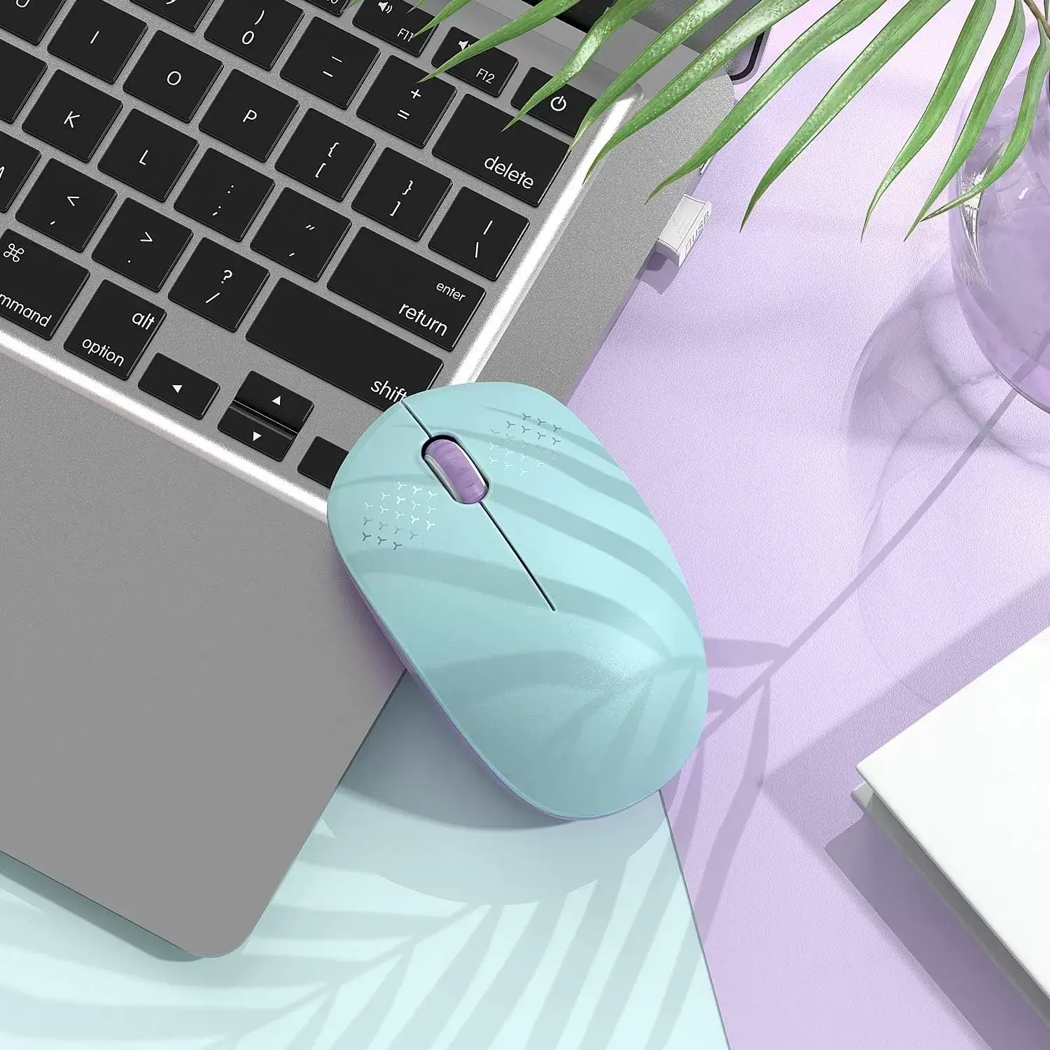 seenda Wireless Mouse, 2.4G Noiseless Mouse with USB Receiver - Portable Computer Mice for PC, Tablet, Laptop with Windows System - Mint Green