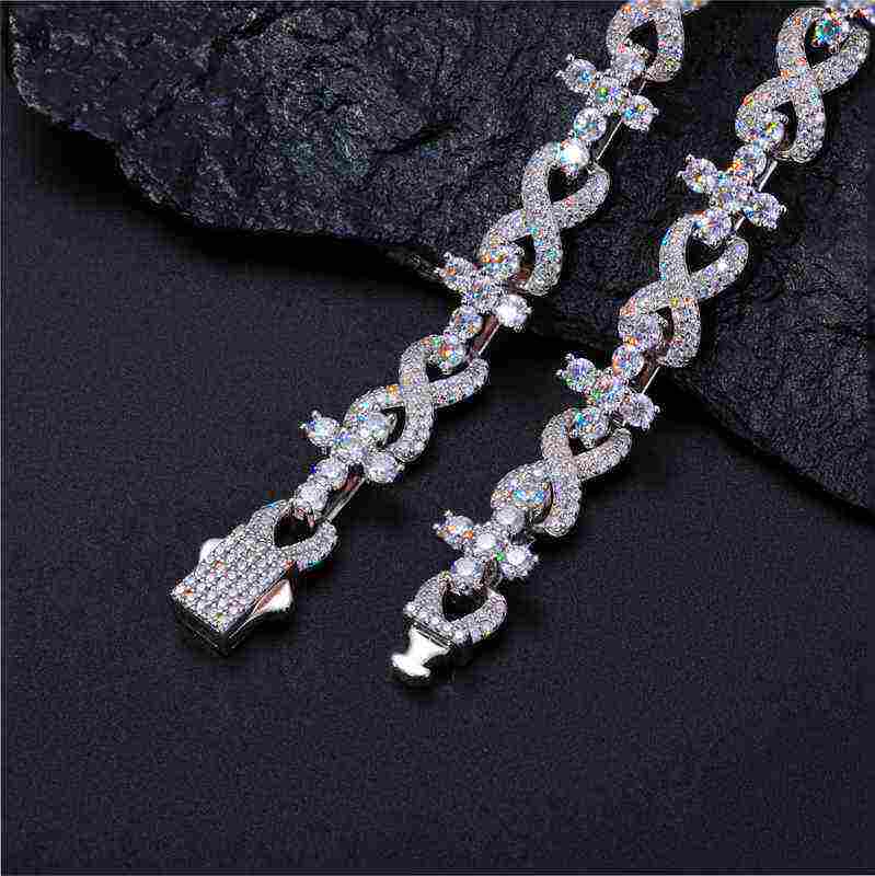 TestTest 10mm S925 Moissanite Infinity Cross Link Bracelet