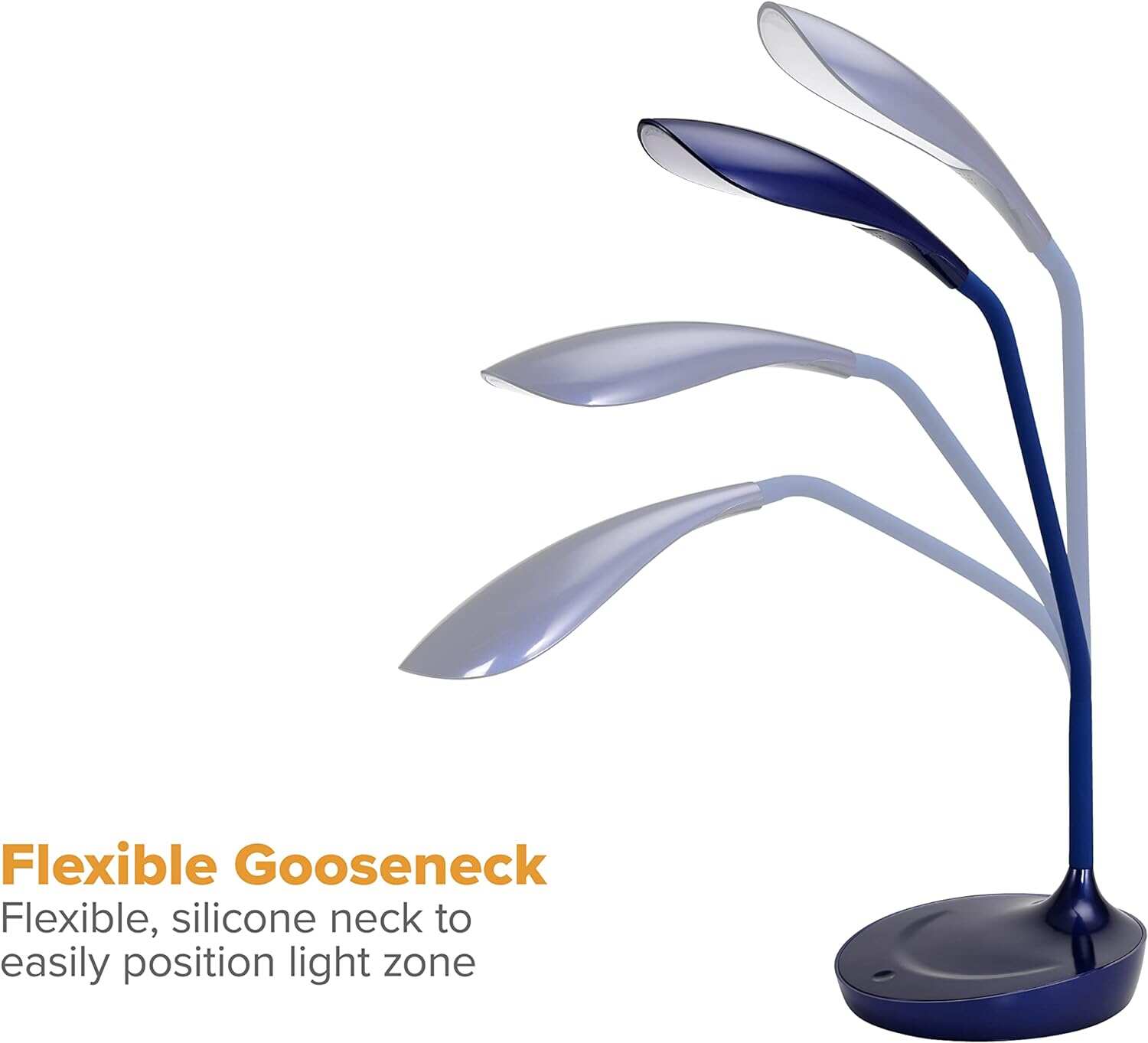 Bostitch Office LED Gooseneck Desk Lamp with USB Charging Port, 3 Dimming Levels, Touch Control, Blue (VLED1502-BLUE)