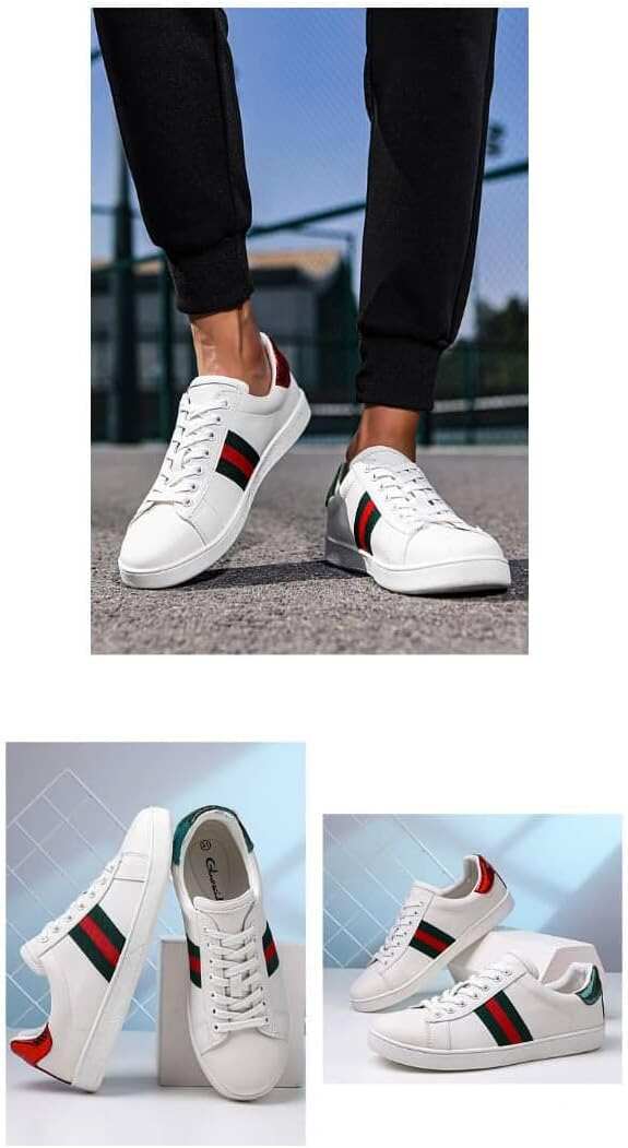 Men's White Sneakers, Luxury Designer, Low Top Lace Up, Water Resistant, Breathable and Comfortable Walking Shoes, Size 38-47