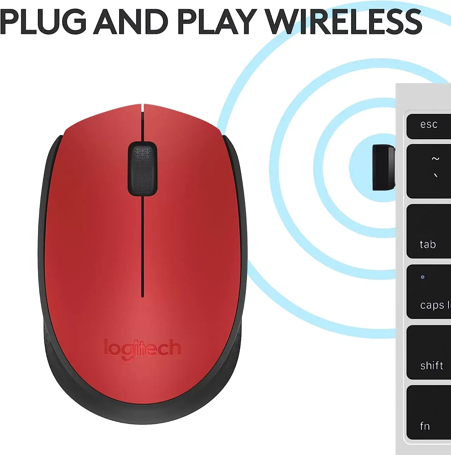 Logitech M170 Wireless Mouse for PC, Mac, Laptop, 2.4 GHz with USB Mini Receiver, Optical Tracking, 12-Months Battery Life, Ambidextrous - Blue Grey
