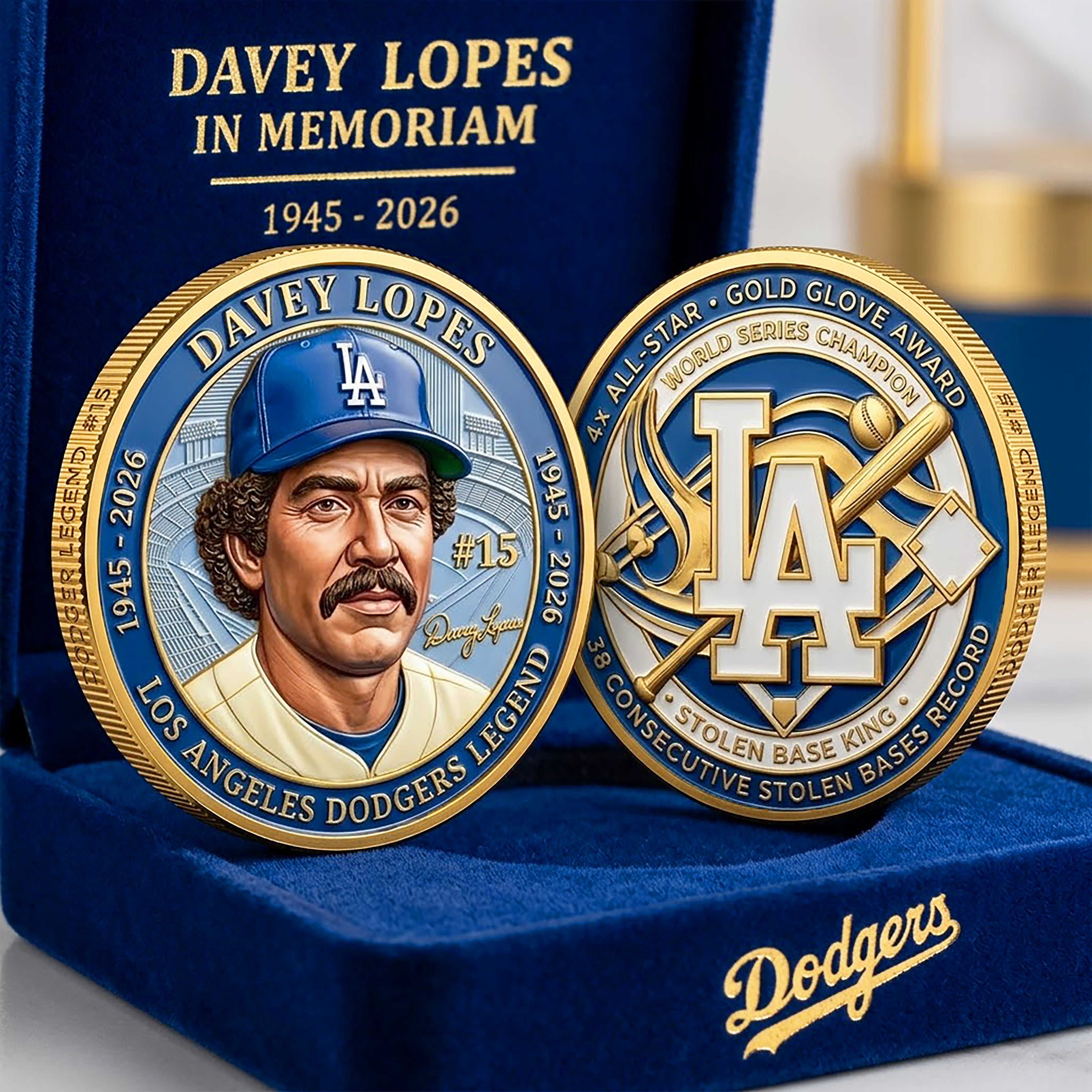 Davey Lopes Los Angeles Dodgers In Memoriam Commemorative Coin