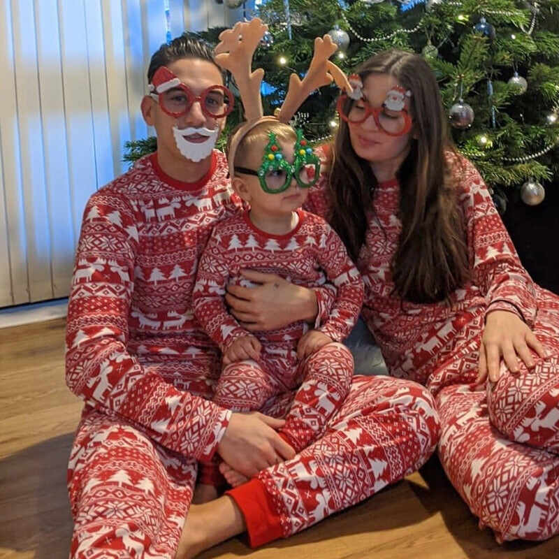 Red Xmas Spirit Matching Family Pajamas