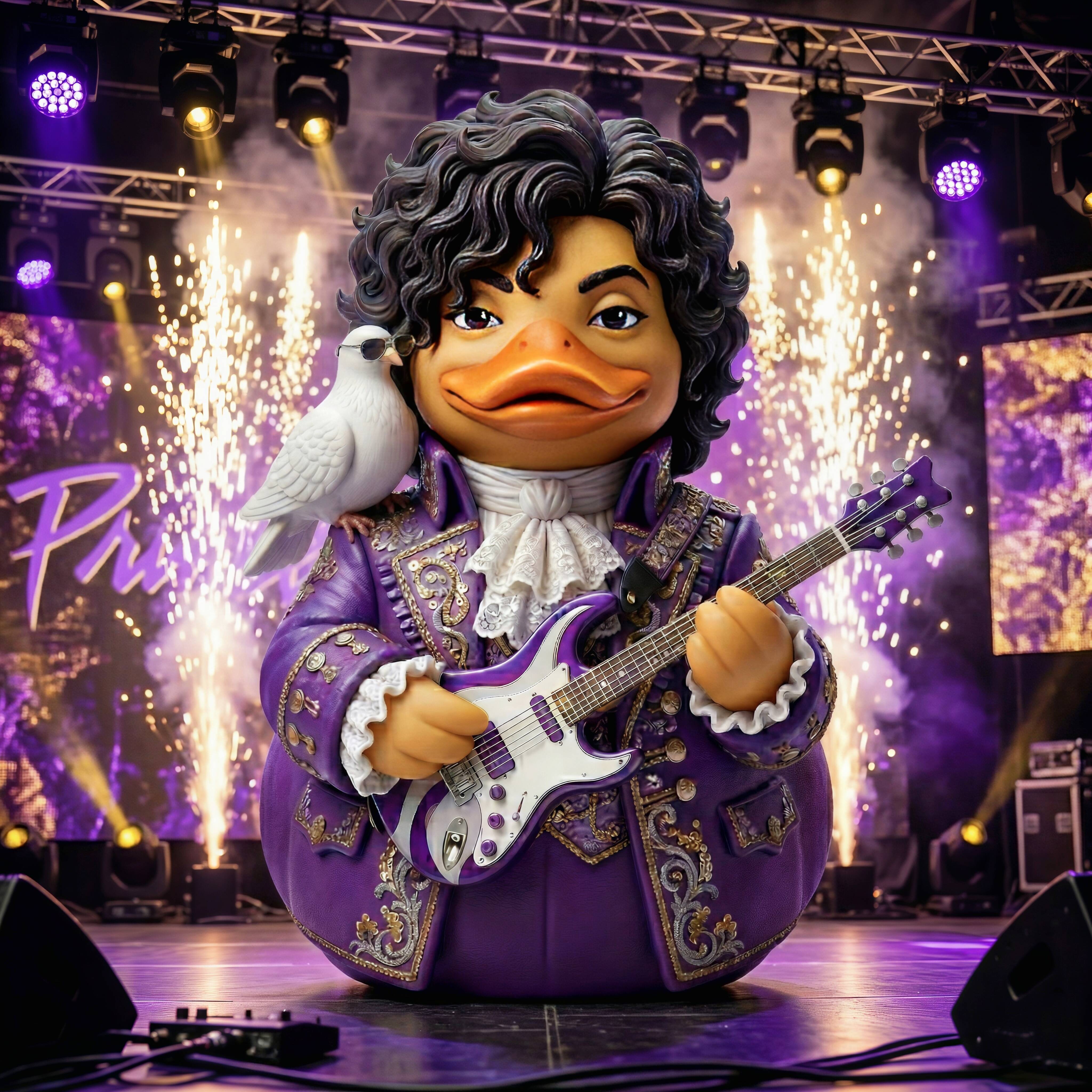 🎸 Prince Tribute Purple Rain Rubber Duck - Music Legend Collectible！
