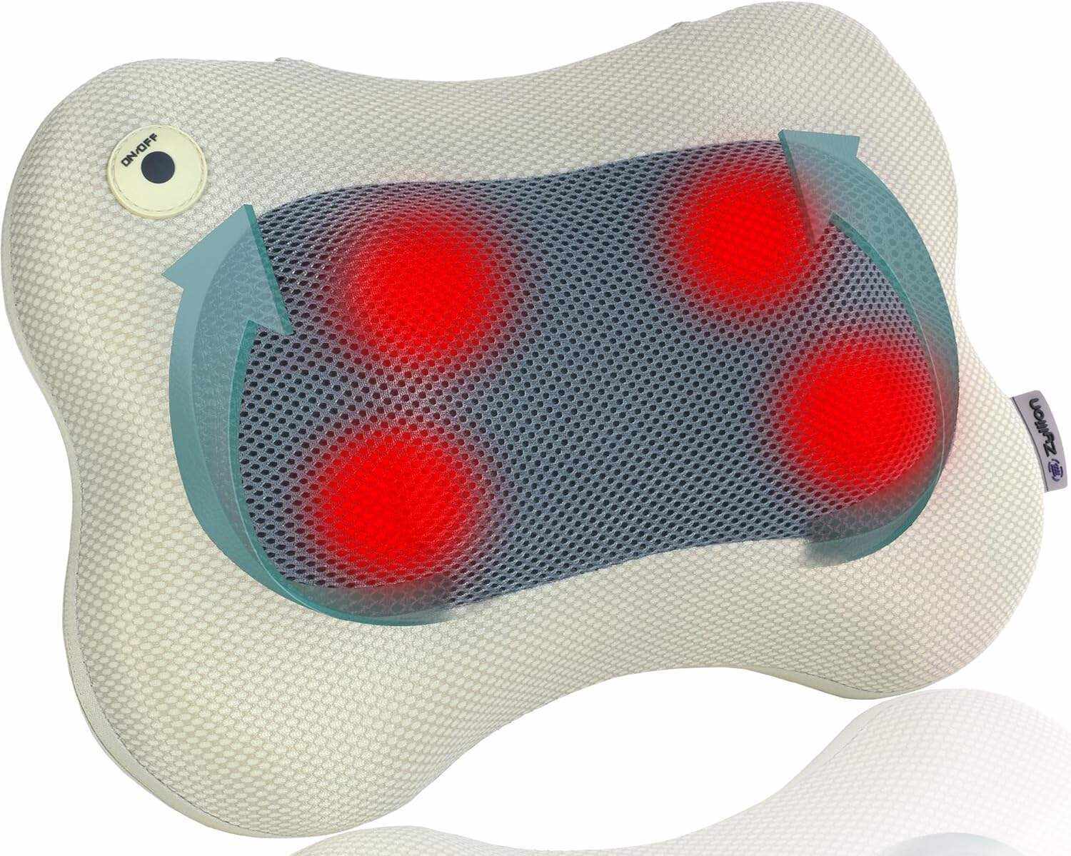 Zyllion Back and Neck Massager with Heat - 3D Deep Tissue Shiatsu Massage Pillow for Chair, Car and Muscle Pain on Whole Body: Shoulders, Calf, Foot, Legs, Arms (NOT Cordless) - Black (ZMA-13-BK)