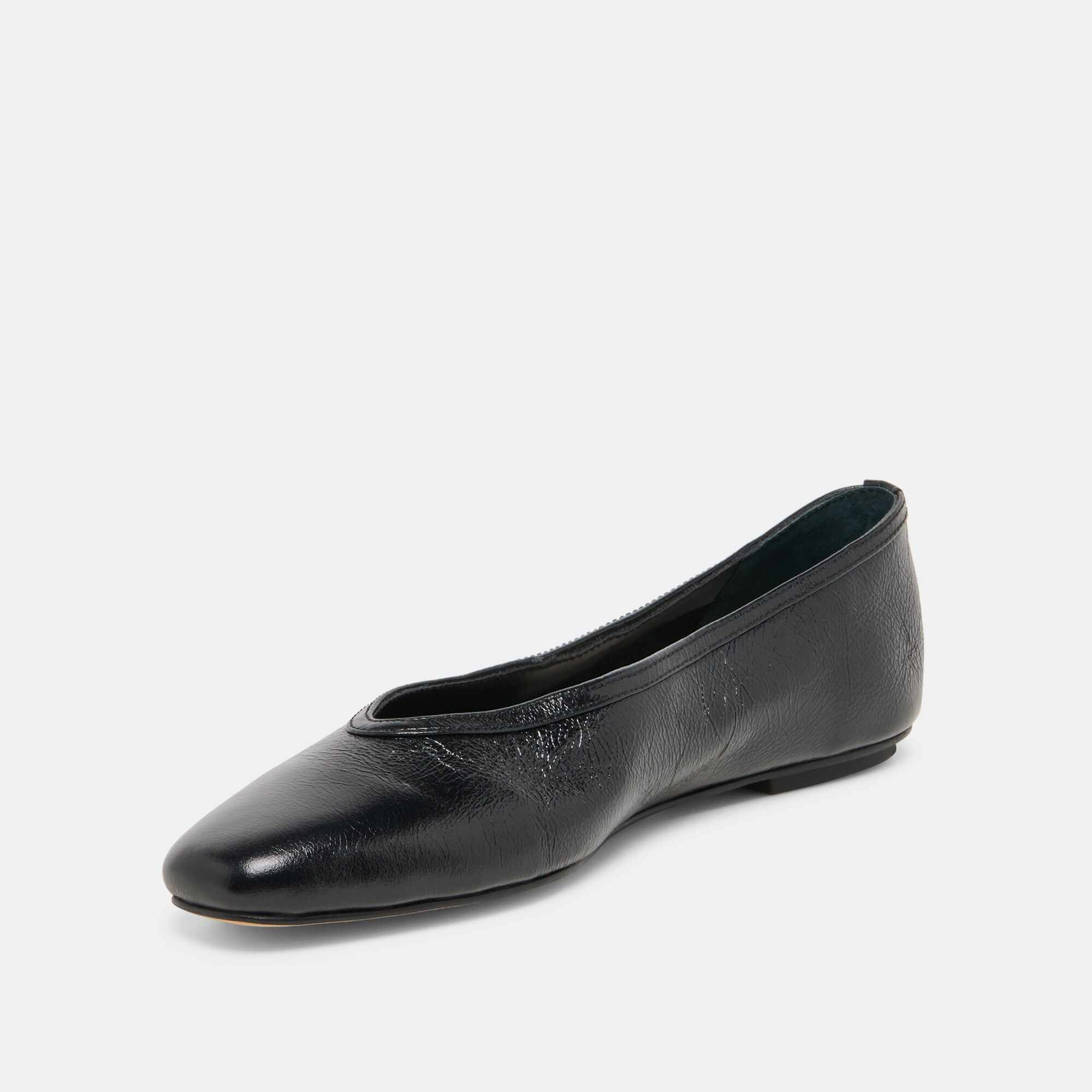 CARET BALLET FLATS BLACK LEATHER