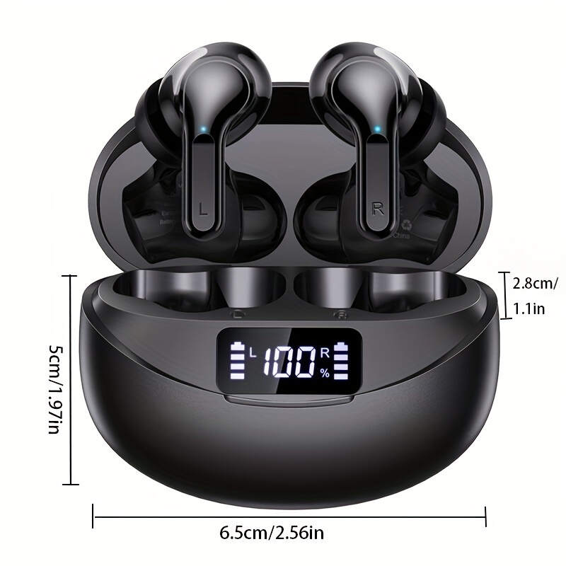 [Noise Cancelling Earbuds] Wireless Noise Cancelling Earbuds, True Wireless Stereo TWS Headphones | Sport Headset, Touch Control, Led Charging Case